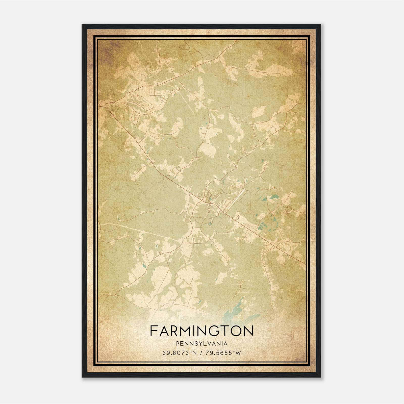 Vintage Farmington Pennsylvania Map Poster, Farmington PA City Road Wall Art Print Vintage Farmington Pennsylvania Map Poster, Farmington PA City Road Wall Art Print