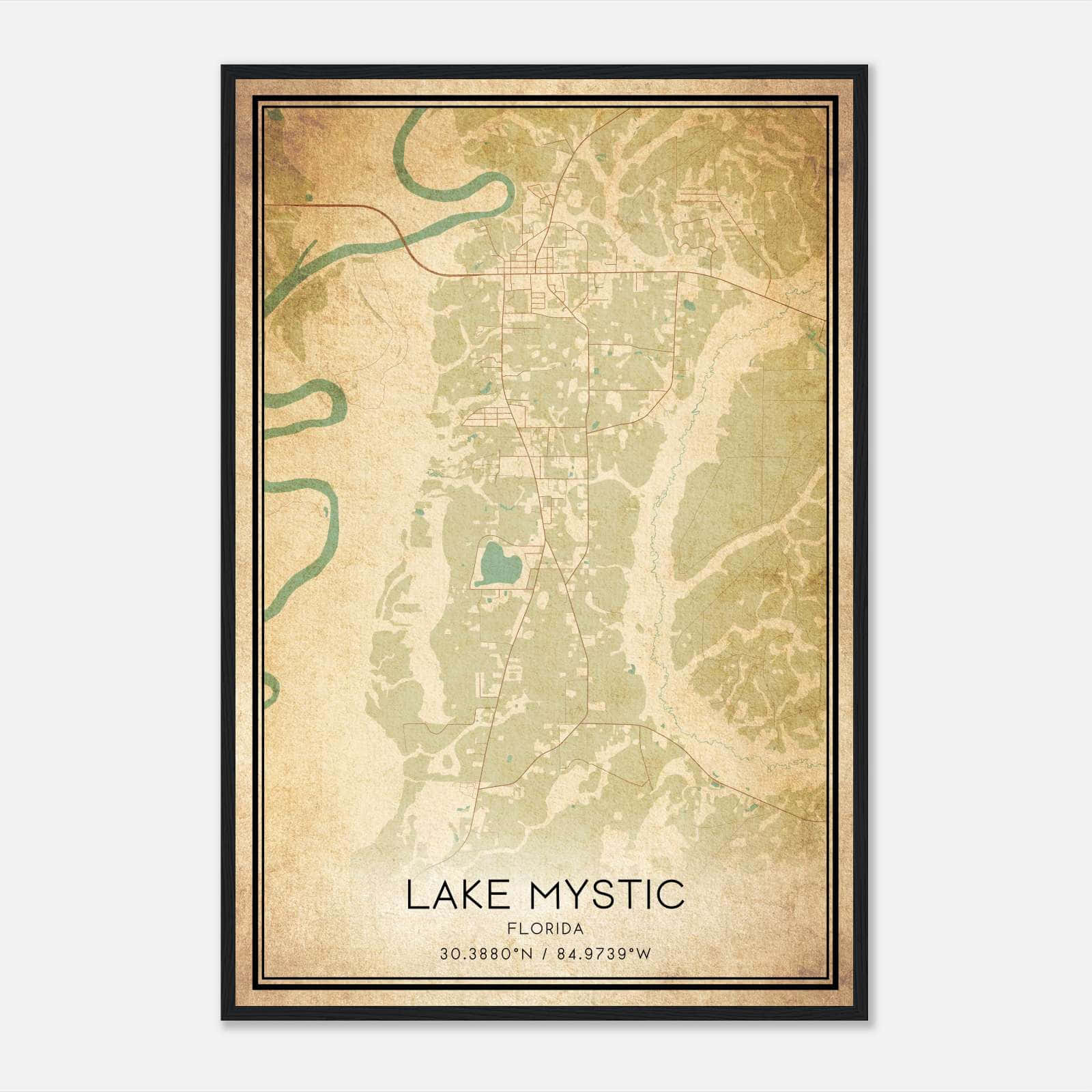 Vintage Lake Mystic Florida Map Poster, Lake Mystic FL City Road Wall Art Print Vintage Lake Mystic Florida Map Poster, Lake Mystic FL City Road Wall Art Print
