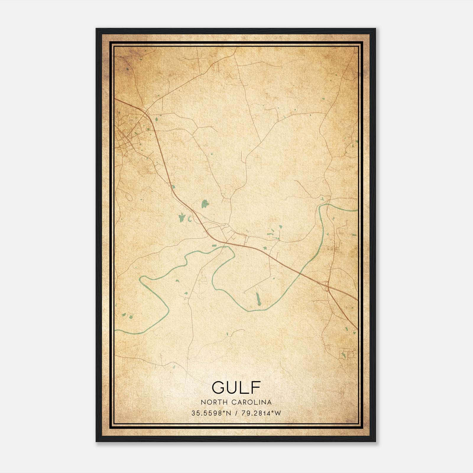 Vintage Gulf North Carolina Map Poster, Gulf NC City Road Wall Art Print Vintage Gulf North Carolina Map Poster, Gulf NC City Road Wall Art Print