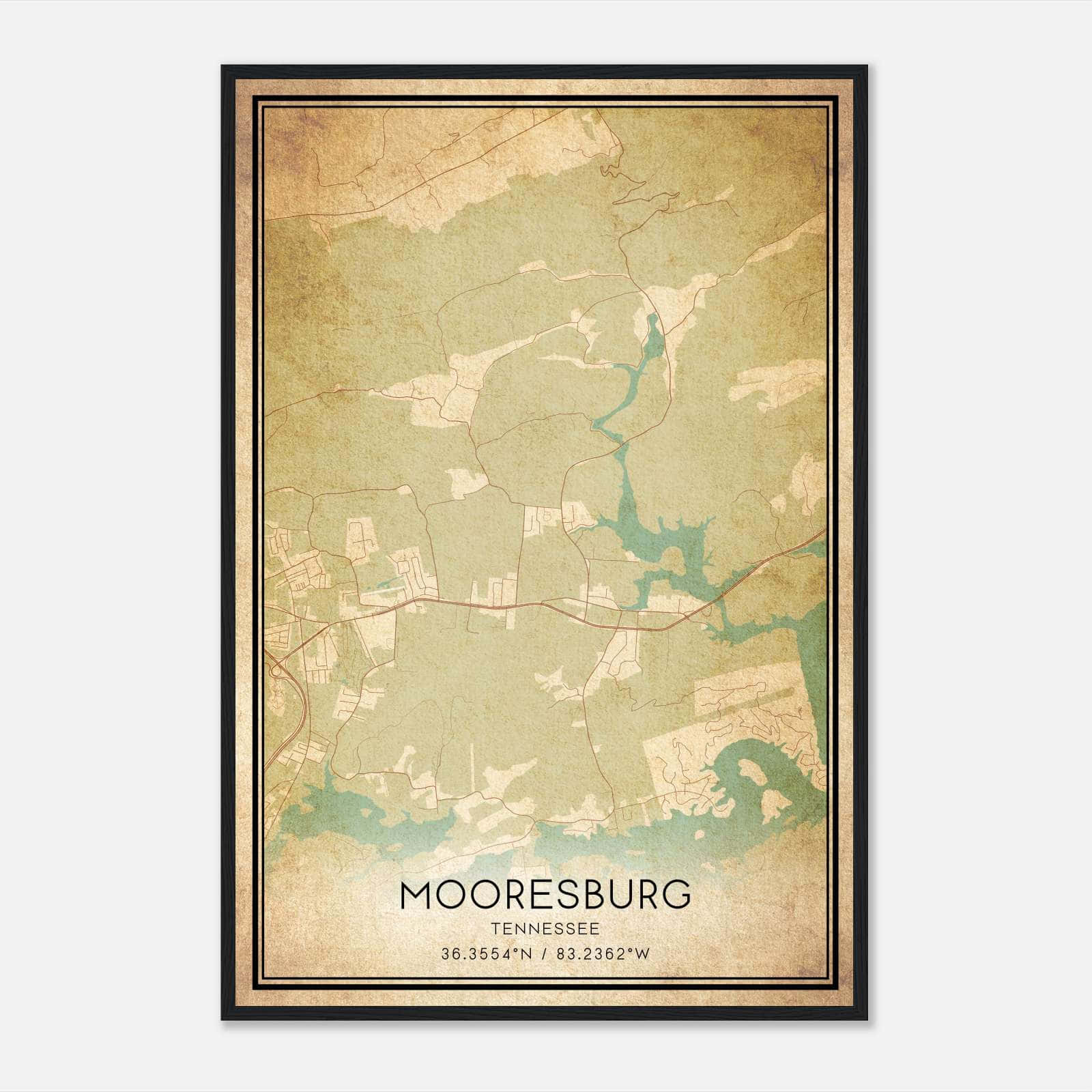 Vintage Mooresburg Tennessee Map Poster, Mooresburg TN City Road Wall Art Print Vintage Mooresburg Tennessee Map Poster, Mooresburg TN City Road Wall Art Print