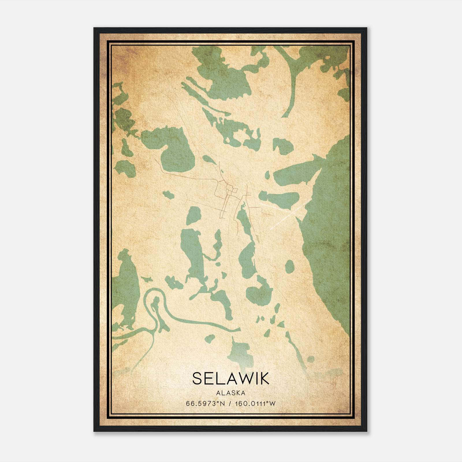 Vintage Selawik Alaska Map Poster, Selawik AK City Road Wall Art Print Vintage Selawik Alaska Map Poster, Selawik AK City Road Wall Art Print