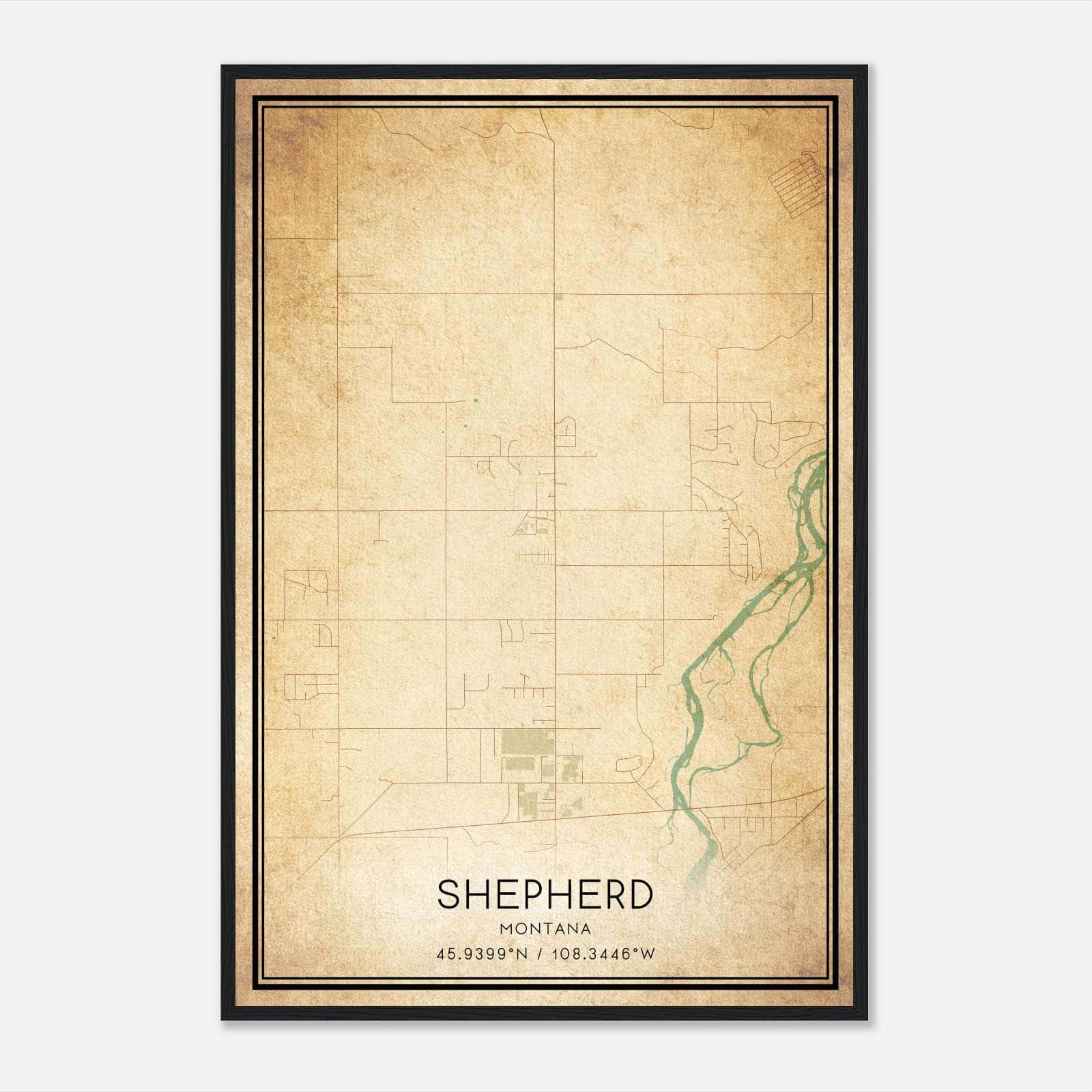 Vintage Shepherd Montana Map Poster, Shepherd MT City Road Wall Art Print Vintage Shepherd Montana Map Poster, Shepherd MT City Road Wall Art Print