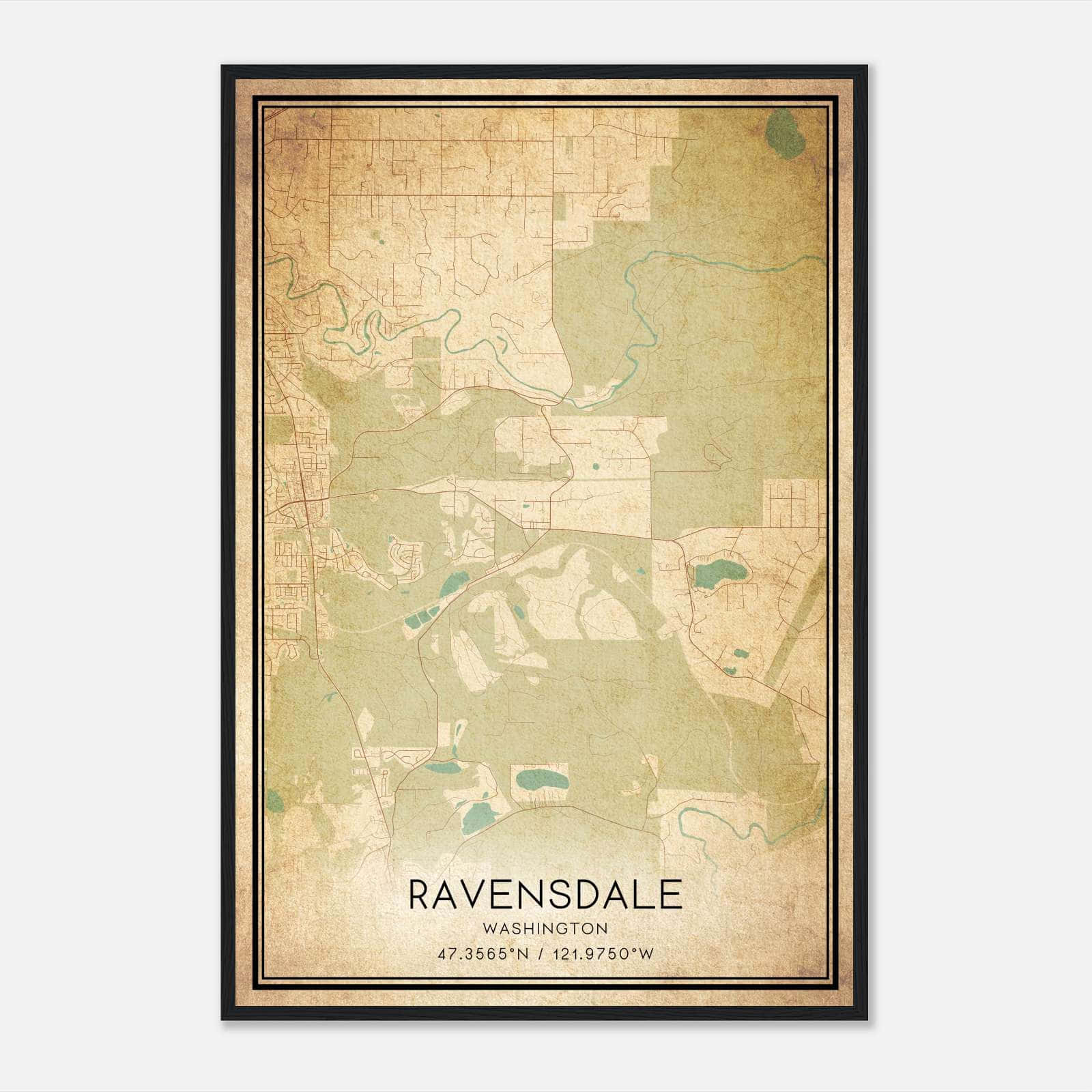 Vintage Ravensdale Washington Map Poster, Ravensdale WA City Road Wall Art Print Vintage Ravensdale Washington Map Poster, Ravensdale WA City Road Wall Art Print