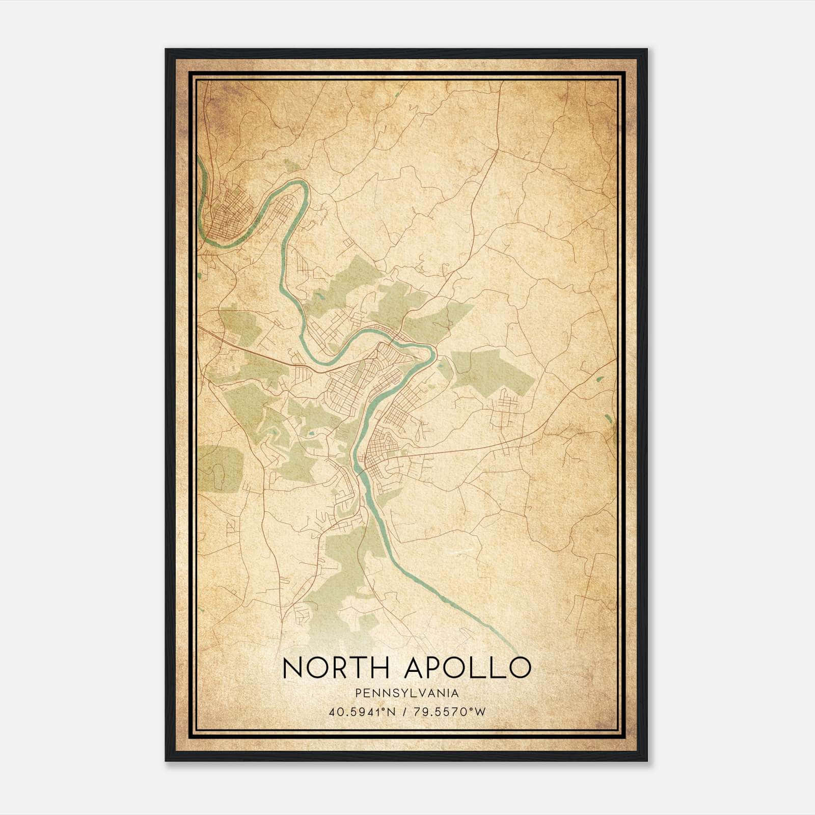 Vintage North Apollo Pennsylvania Map Poster, North Apollo PA City Road Wall Art Print Vintage North Apollo Pennsylvania Map Poster, North Apollo PA City Road Wall Art Print