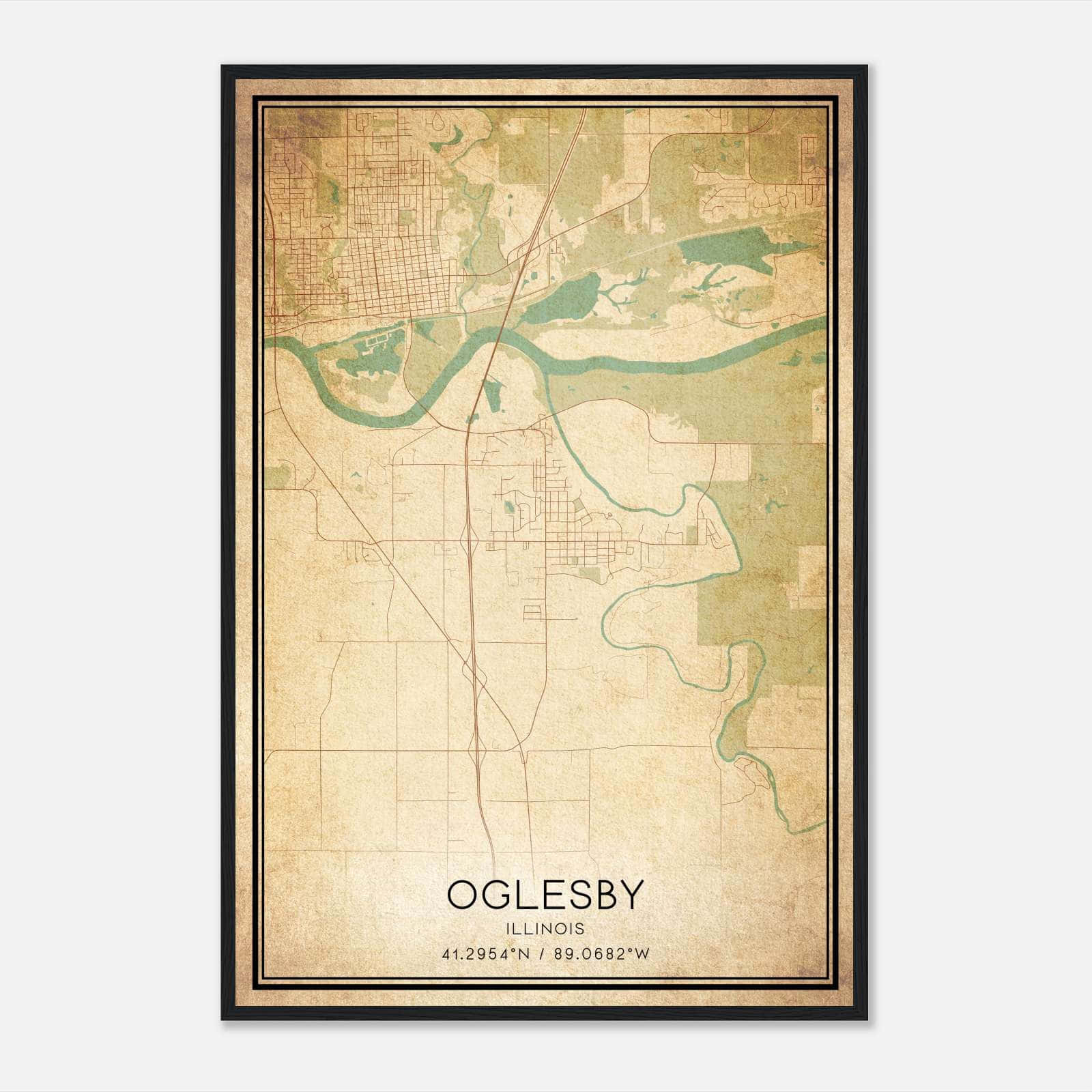 Vintage Oglesby Illinois Map Poster, Oglesby IL City Road Wall Art Print Vintage Oglesby Illinois Map Poster, Oglesby IL City Road Wall Art Print