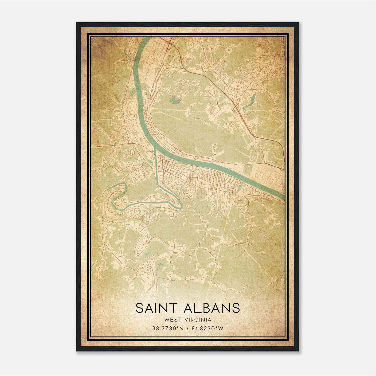 Vintage Saint Albans West Virginia Map Poster, Saint Albans WV City Road Wall Art Print Vintage Saint Albans West Virginia Map Poster, Saint Albans WV City Road Wall Art Print