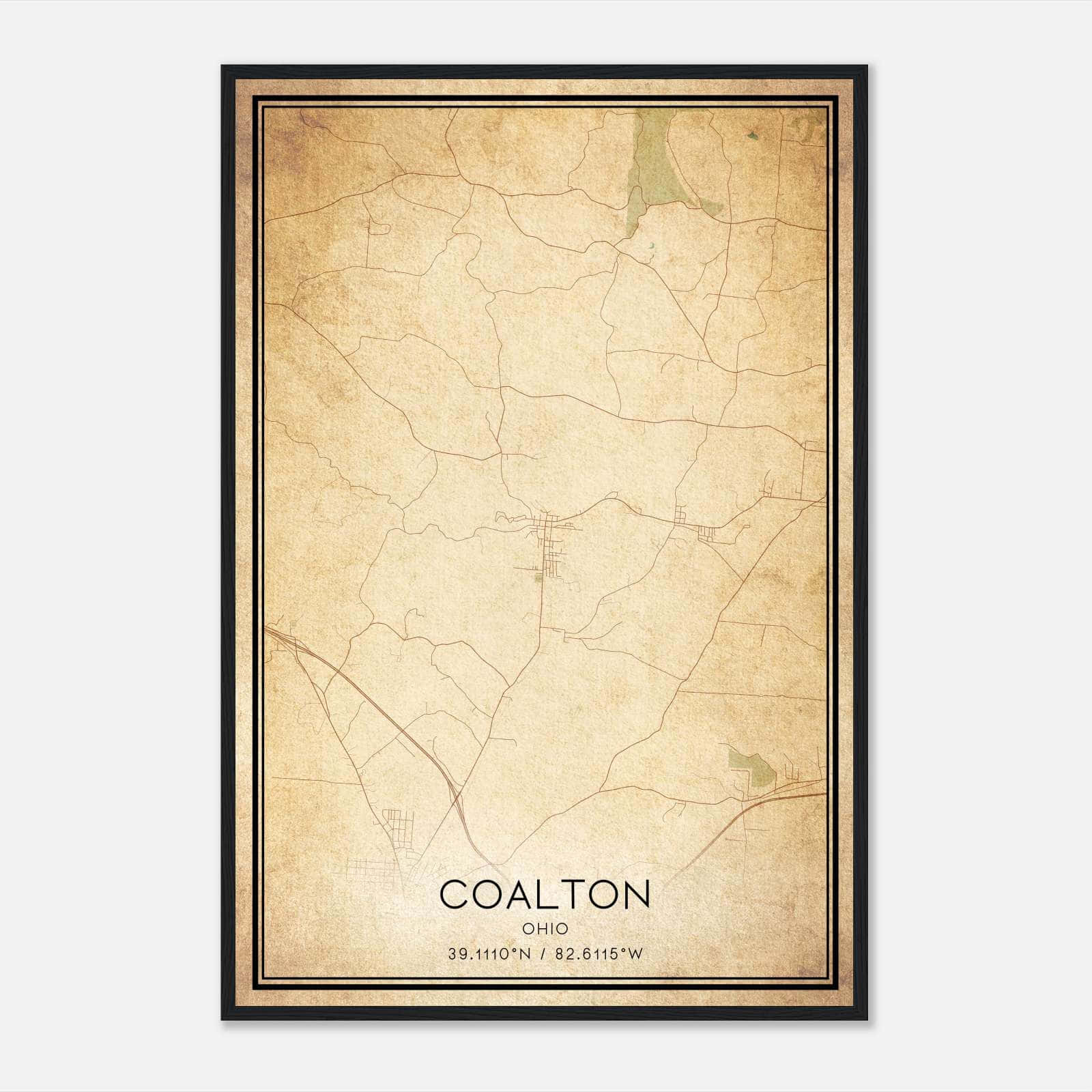 Vintage Coalton Ohio Map Poster, Coalton OH City Road Wall Art Print Vintage Coalton Ohio Map Poster, Coalton OH City Road Wall Art Print