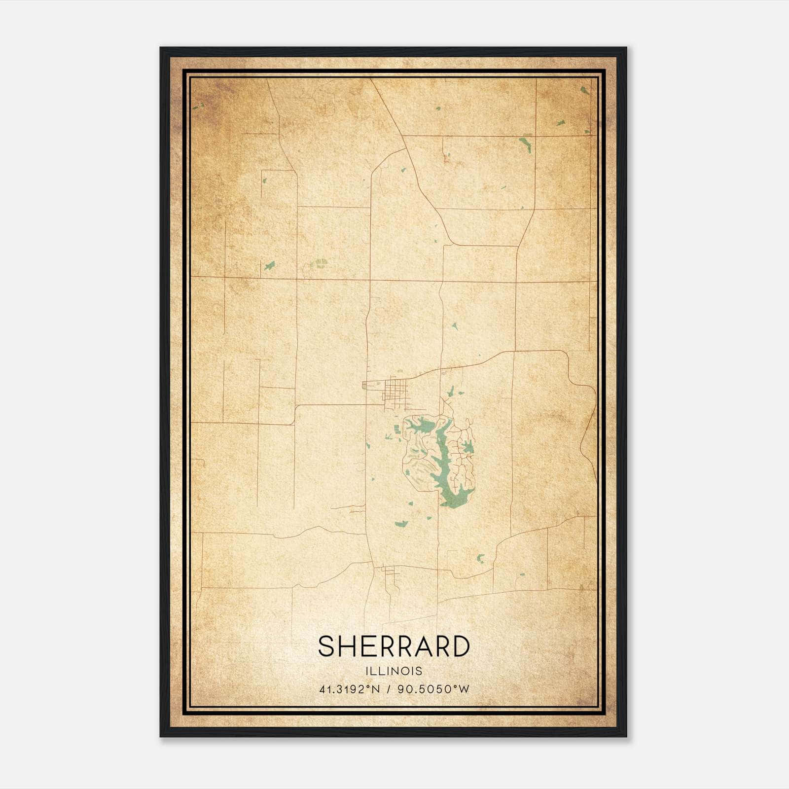 Vintage Sherrard Illinois Map Poster, Sherrard IL City Road Wall Art Print Vintage Sherrard Illinois Map Poster, Sherrard IL City Road Wall Art Print