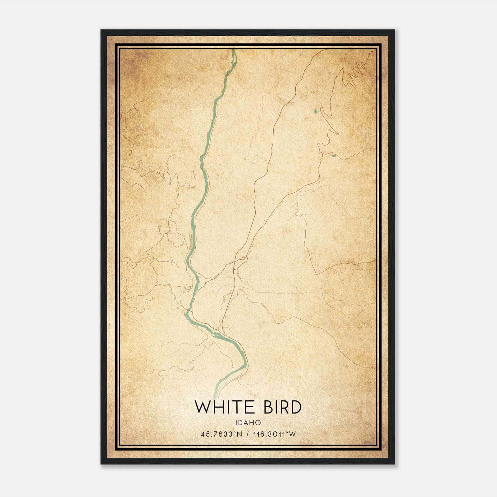 Vintage White Bird Idaho Map Poster, White Bird ID City Road Wall Art Print Vintage White Bird Idaho Map Poster, White Bird ID City Road Wall Art Print