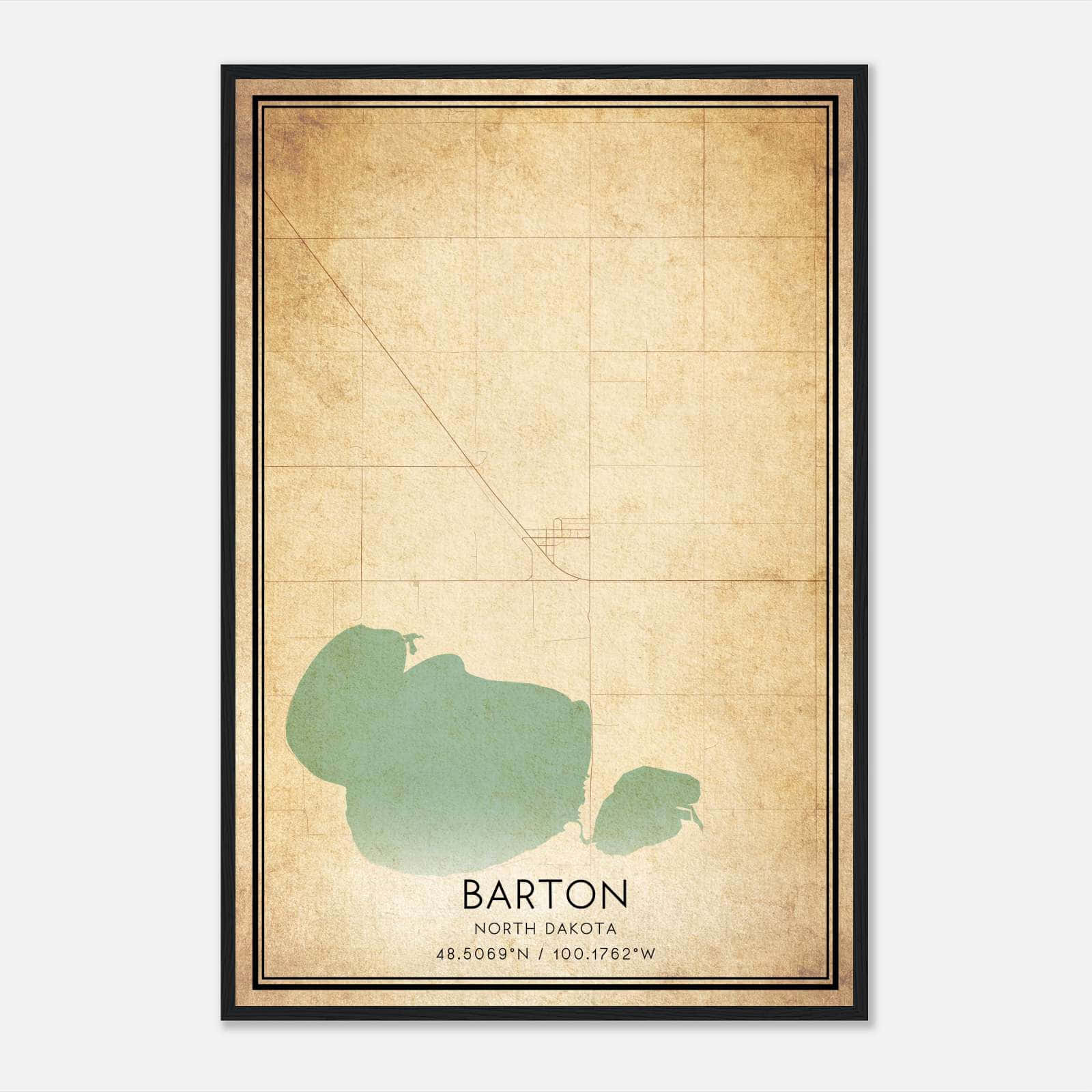 Vintage Barton North Dakota Map Poster, Barton ND City Road Wall Art Print Vintage Barton North Dakota Map Poster, Barton ND City Road Wall Art Print