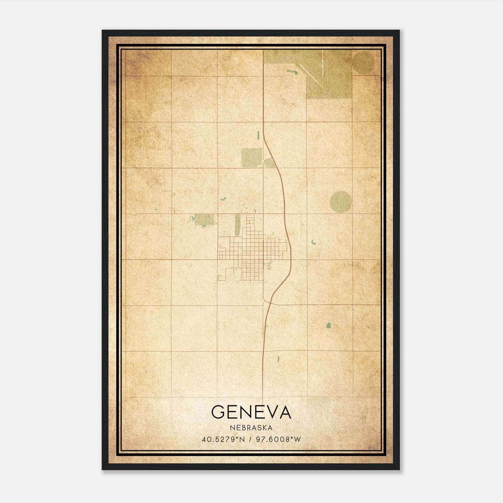 Vintage Geneva Nebraska Map Poster, Geneva NE City Road Wall Art Print Vintage Geneva Nebraska Map Poster, Geneva NE City Road Wall Art Print
