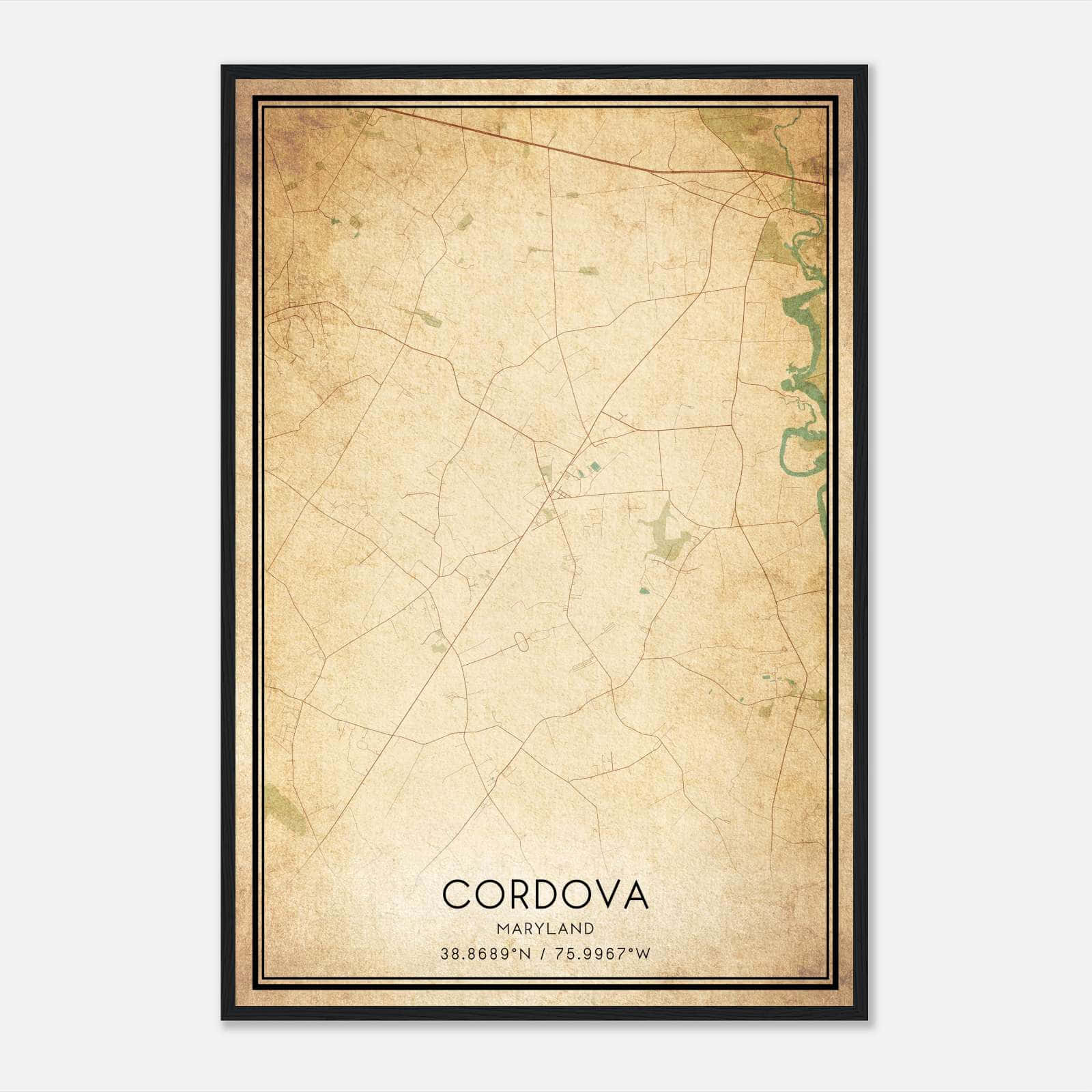Vintage Cordova Maryland Map Poster, Cordova MD City Road Wall Art Print Vintage Cordova Maryland Map Poster, Cordova MD City Road Wall Art Print