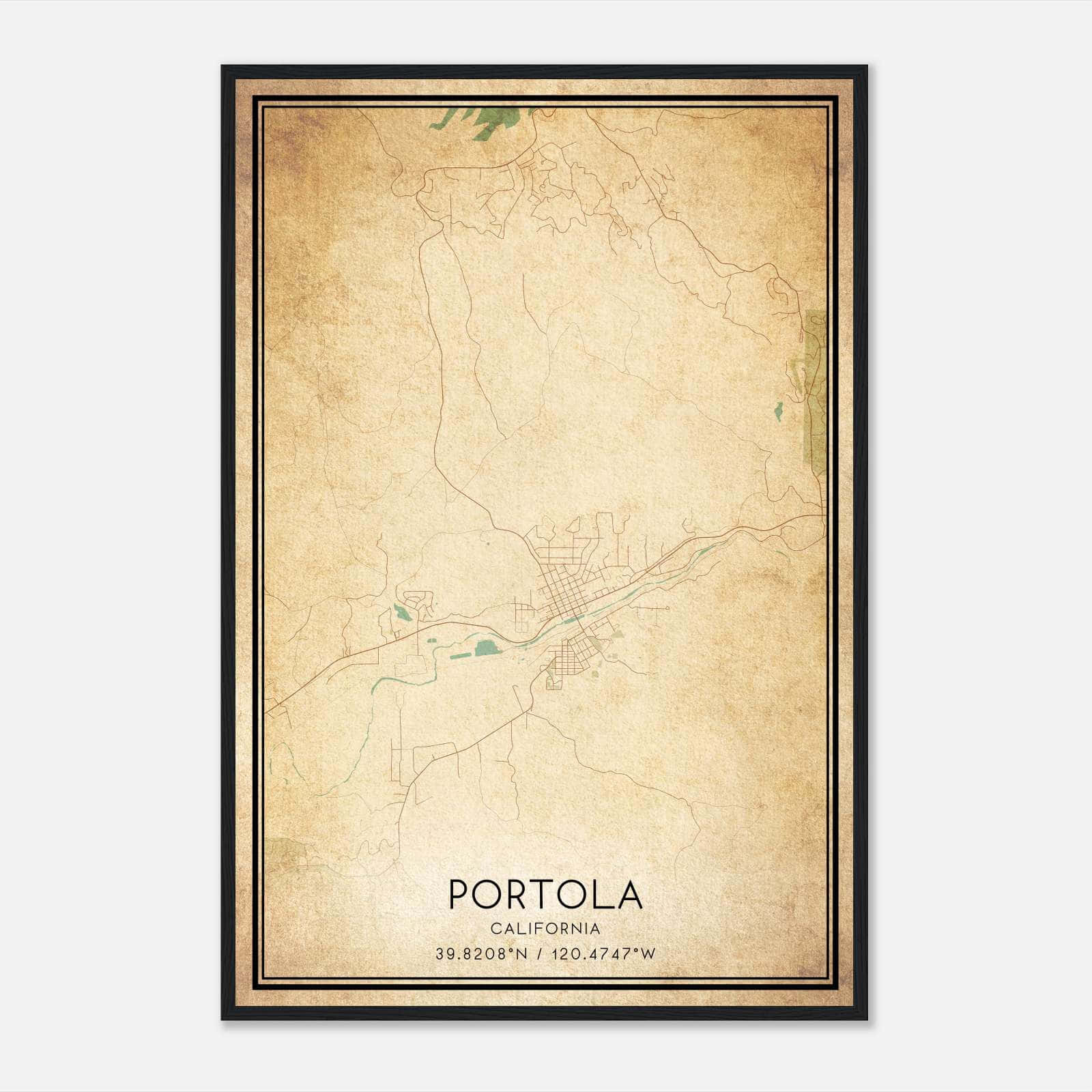 Vintage Portola California Map Poster, Portola CA City Road Wall Art Print Vintage Portola California Map Poster, Portola CA City Road Wall Art Print