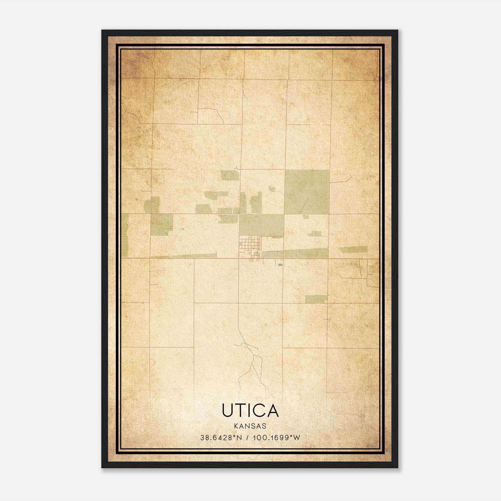 Vintage Utica Kansas Map Poster, Utica KS City Road Wall Art Print Vintage Utica Kansas Map Poster, Utica KS City Road Wall Art Print