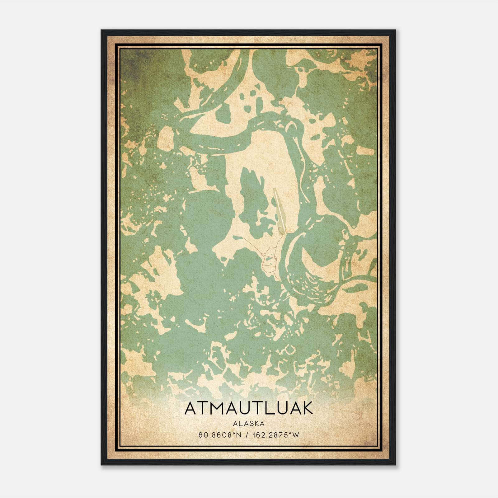 Vintage Atmautluak Alaska Map Poster, Atmautluak AK City Road Wall Art Print Vintage Atmautluak Alaska Map Poster, Atmautluak AK City Road Wall Art Print