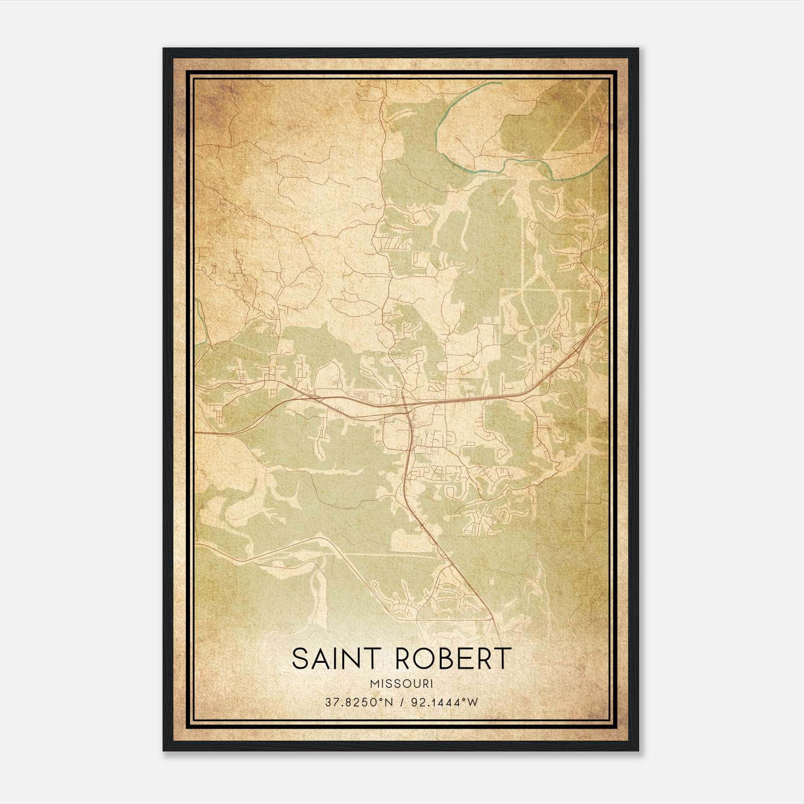Vintage Saint Robert Missouri Map Poster, Saint Robert MO City Road Wall Art Print Vintage Saint Robert Missouri Map Poster, Saint Robert MO City Road Wall Art Print