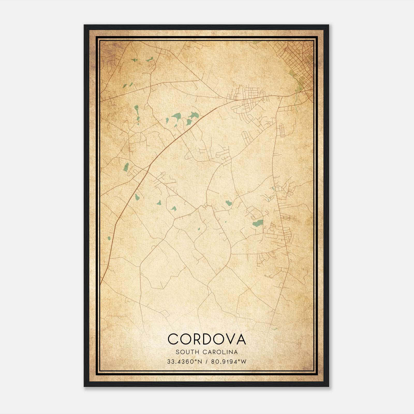 Vintage Cordova South Carolina Map Poster, Cordova SC City Road Wall Art Print Vintage Cordova South Carolina Map Poster, Cordova SC City Road Wall Art Print
