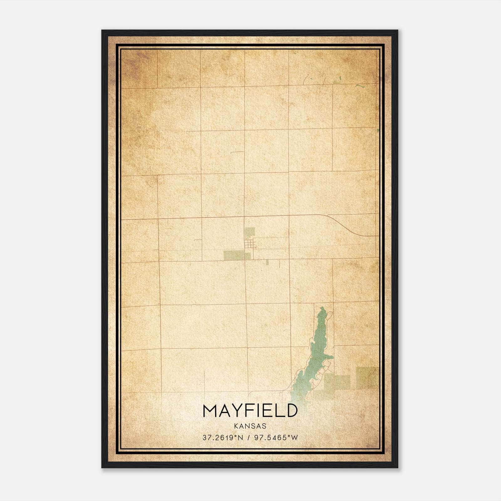 Vintage Mayfield Kansas Map Poster, Mayfield KS City Road Wall Art Print Vintage Mayfield Kansas Map Poster, Mayfield KS City Road Wall Art Print