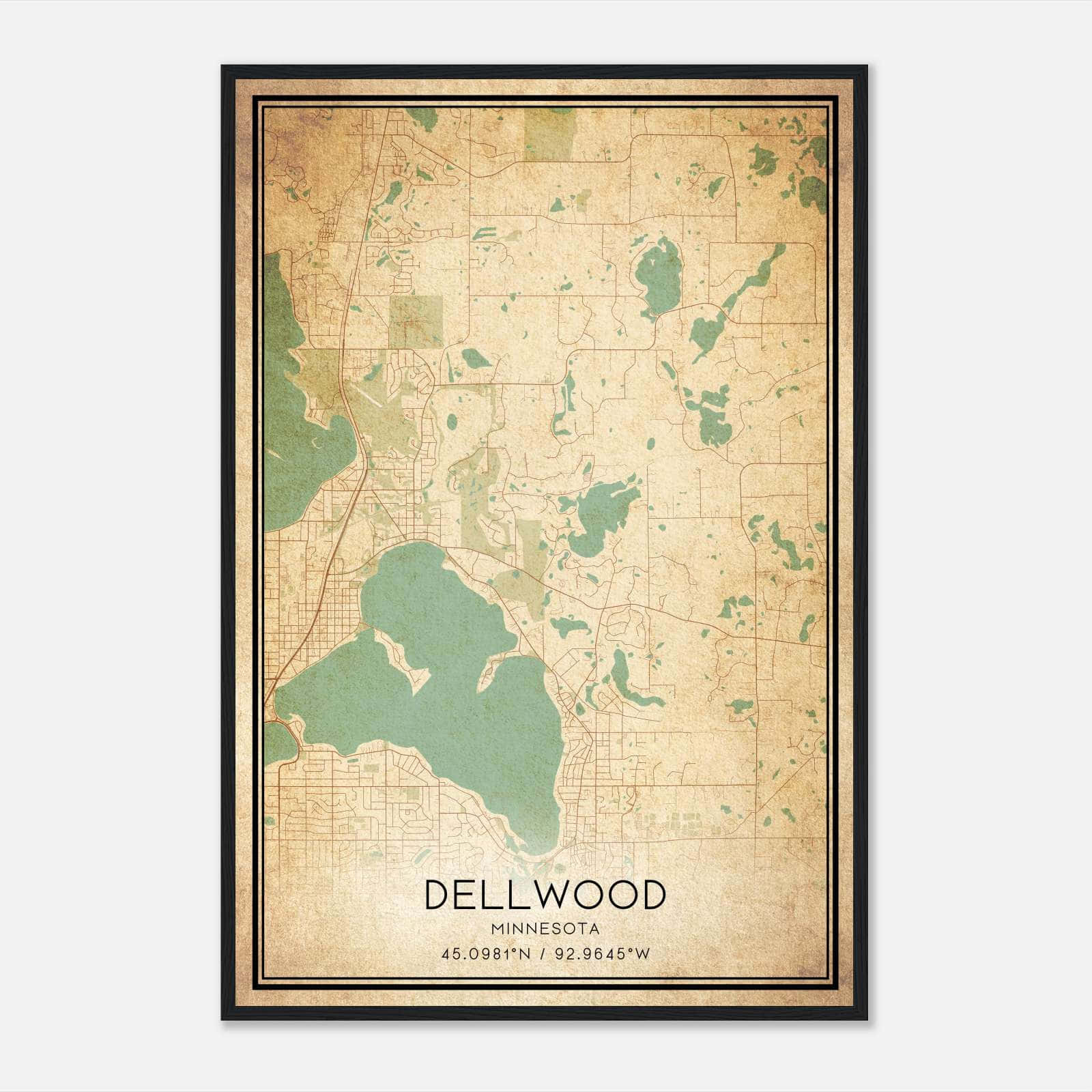 Vintage Dellwood Minnesota Map Poster, Dellwood MN City Road Wall Art Print Vintage Dellwood Minnesota Map Poster, Dellwood MN City Road Wall Art Print