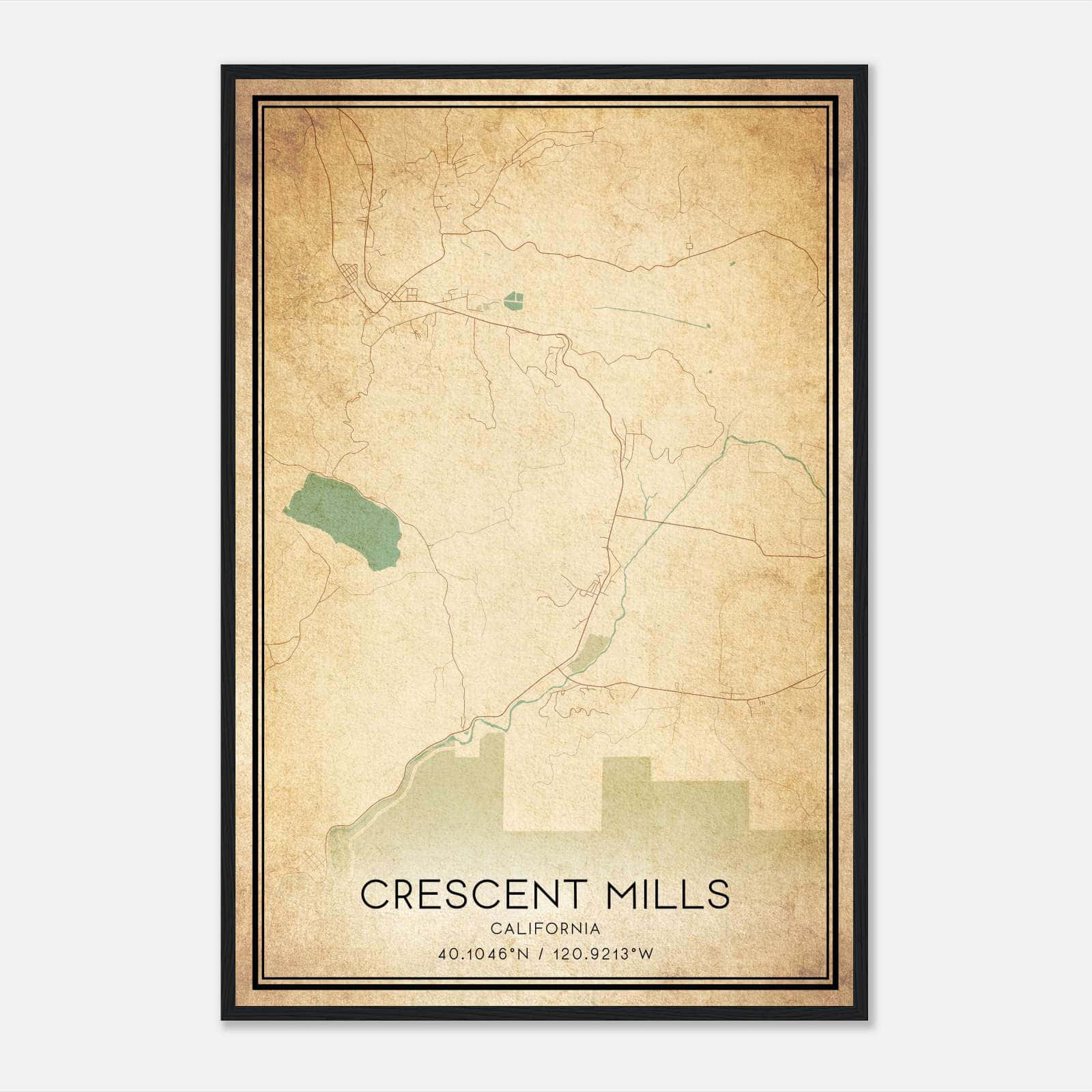 Vintage Crescent Mills California Map Poster, Crescent Mills CA City Road Wall Art Print Vintage Crescent Mills California Map Poster, Crescent Mills CA City Road Wall Art Print