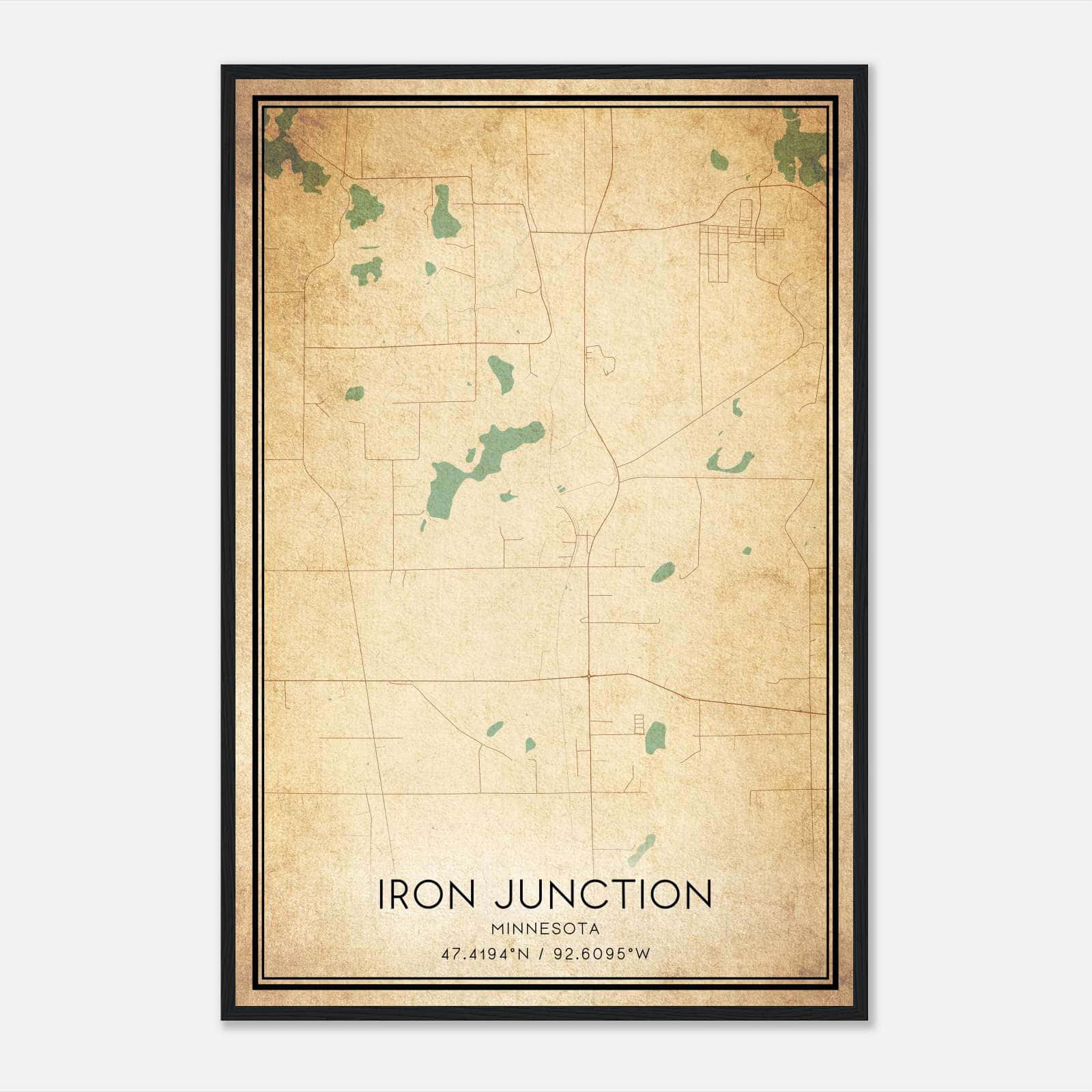 Vintage Iron Junction Minnesota Map Poster, Iron Junction MN City Road Wall Art Print Vintage Iron Junction Minnesota Map Poster, Iron Junction MN City Road Wall Art Print
