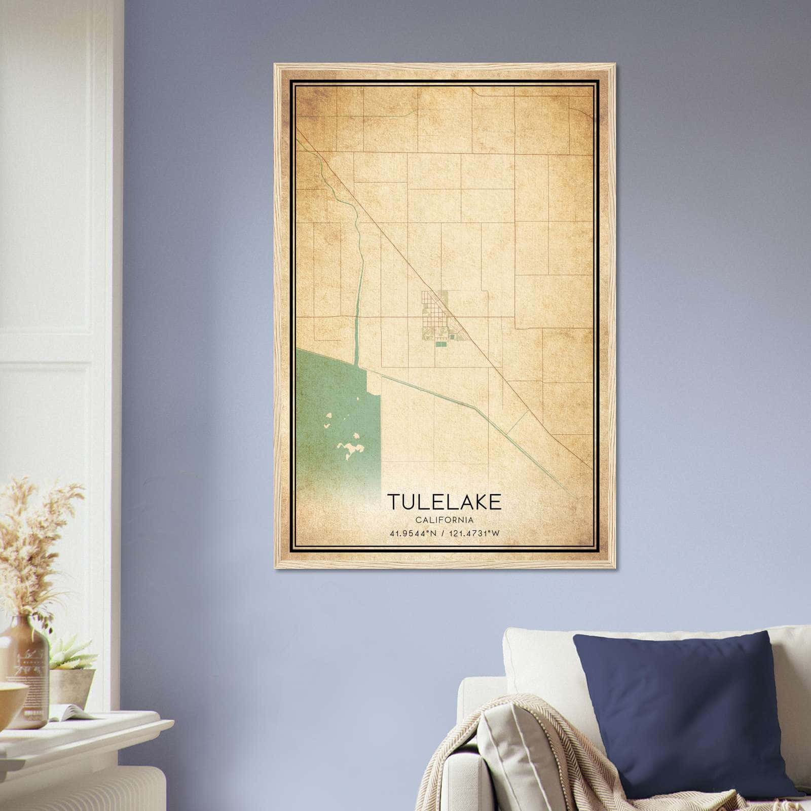 Vintage Tulelake California Map Poster, Tulelake CA City Road Wall Art Print
