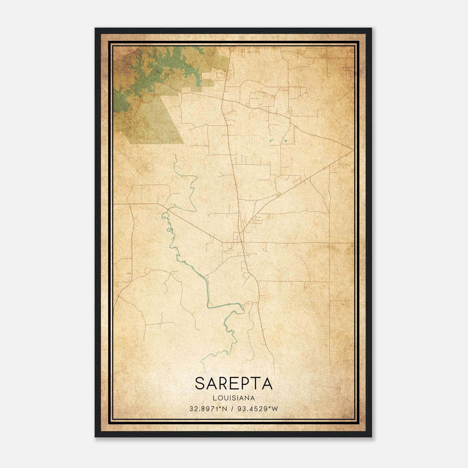 Vintage Sarepta Louisiana Map Poster, Sarepta LA City Road Wall Art Print Vintage Sarepta Louisiana Map Poster, Sarepta LA City Road Wall Art Print