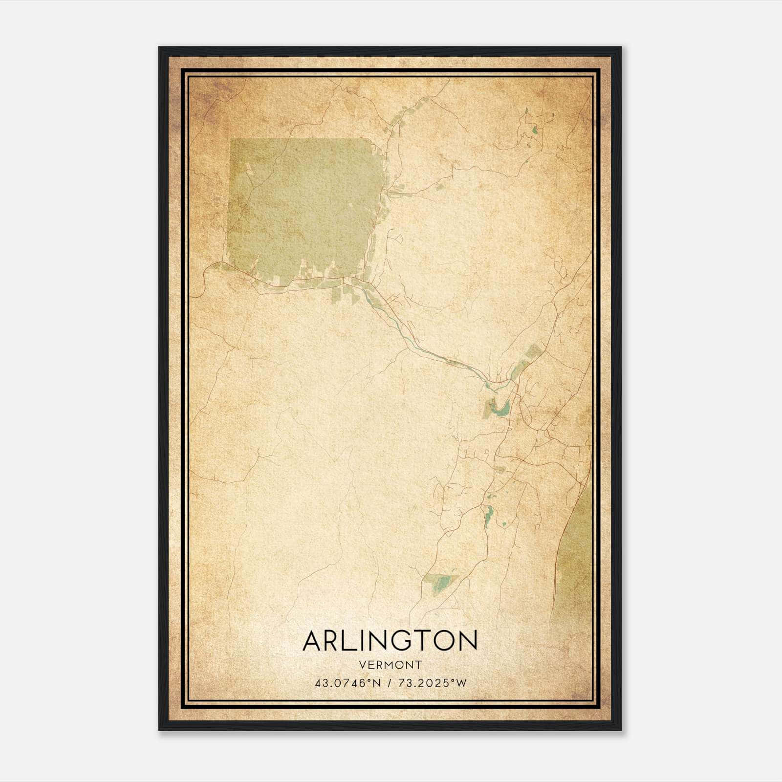 Vintage Arlington Vermont Map Poster, Arlington VT City Road Wall Art Print Vintage Arlington Vermont Map Poster, Arlington VT City Road Wall Art Print
