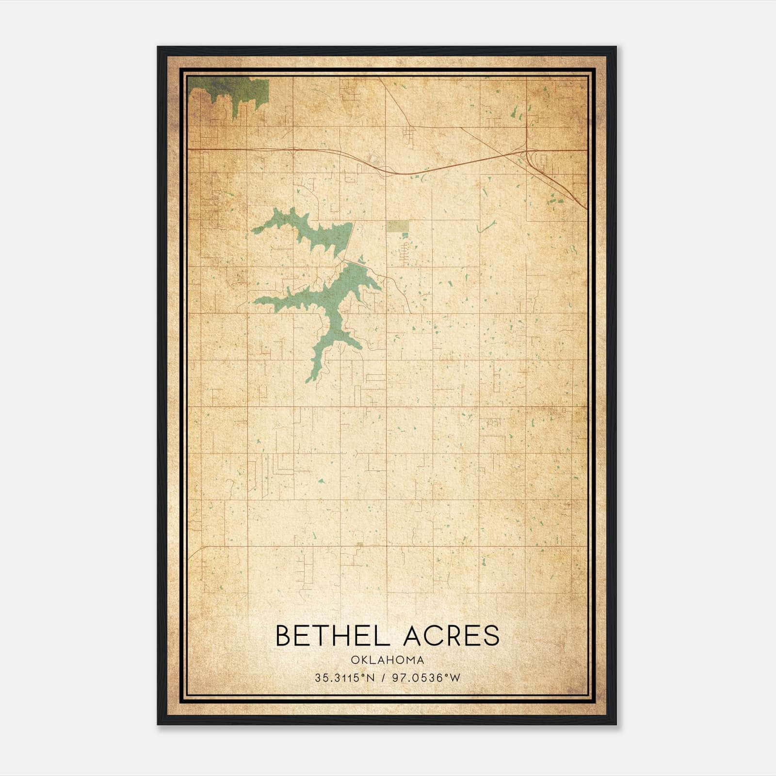 Vintage Bethel Acres Oklahoma Map Poster, Bethel Acres OK City Road Wall Art Print Vintage Bethel Acres Oklahoma Map Poster, Bethel Acres OK City Road Wall Art Print