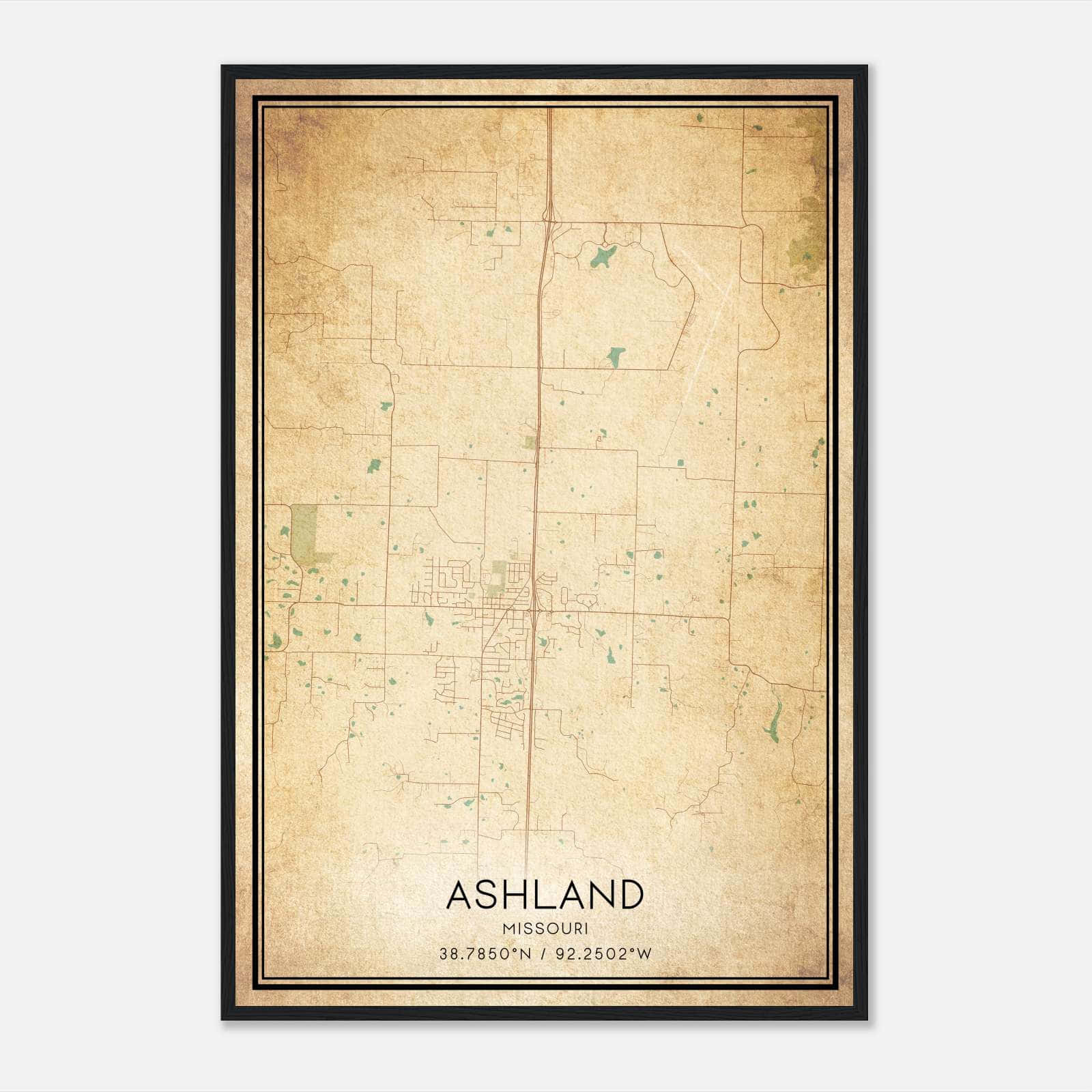 Vintage Ashland Missouri Map Poster, Ashland MO City Road Wall Art Print Vintage Ashland Missouri Map Poster, Ashland MO City Road Wall Art Print