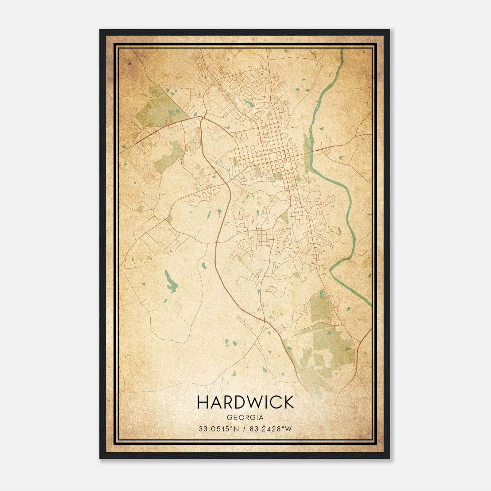 Vintage Hardwick Georgia Map Poster, Hardwick GA City Road Wall Art Print Vintage Hardwick Georgia Map Poster, Hardwick GA City Road Wall Art Print