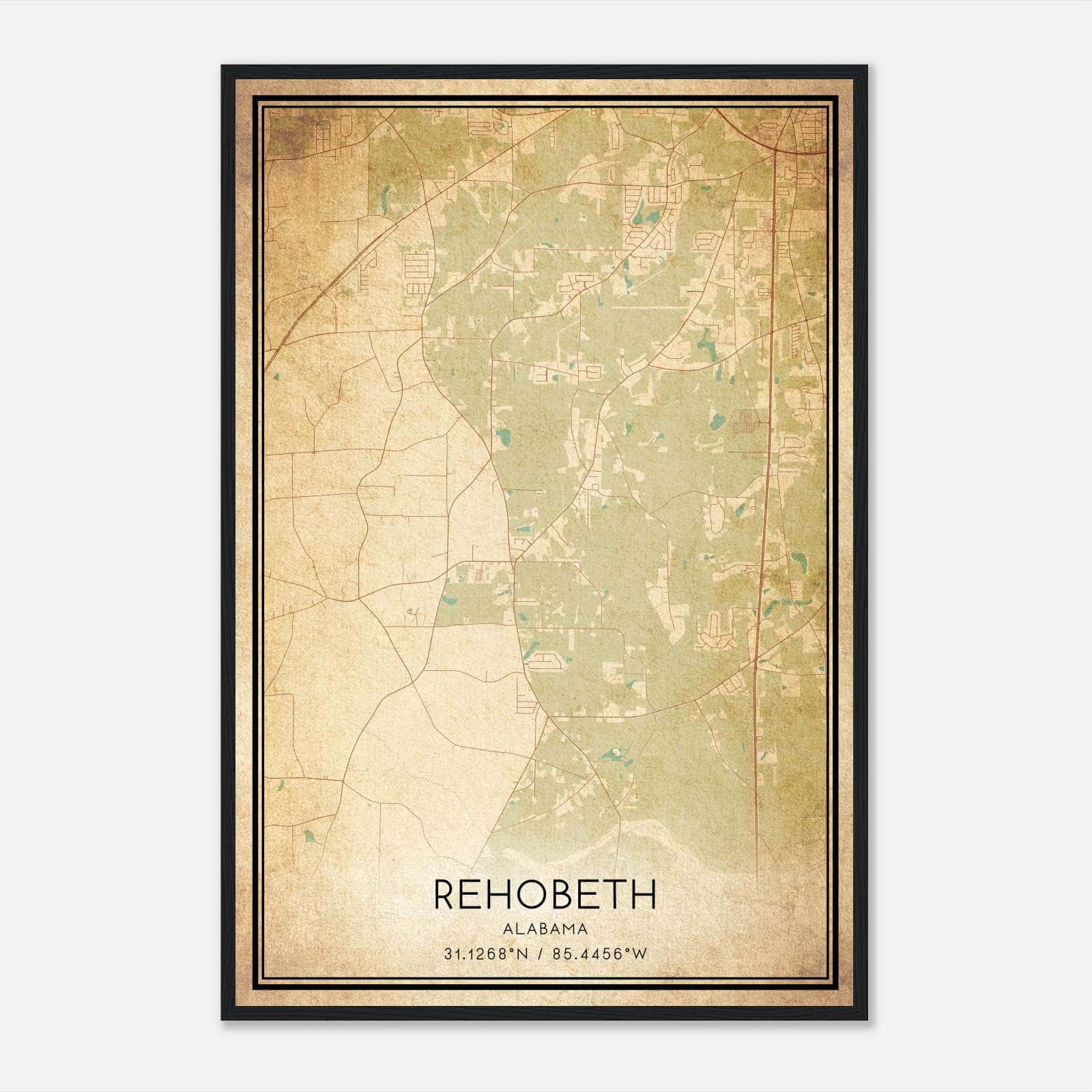 Vintage Rehobeth Alabama Map Poster, Rehobeth AL City Road Wall Art Print Vintage Rehobeth Alabama Map Poster, Rehobeth AL City Road Wall Art Print