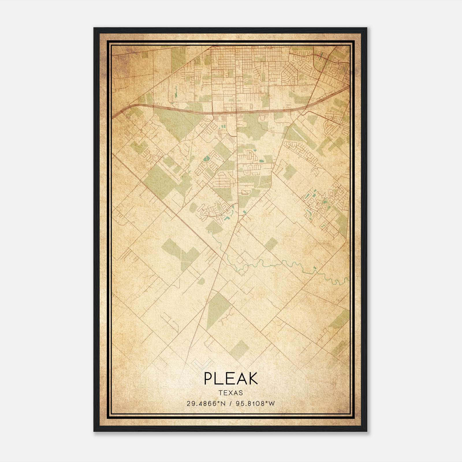 Vintage Pleak Texas Map Poster, Pleak TX City Road Wall Art Print Vintage Pleak Texas Map Poster, Pleak TX City Road Wall Art Print