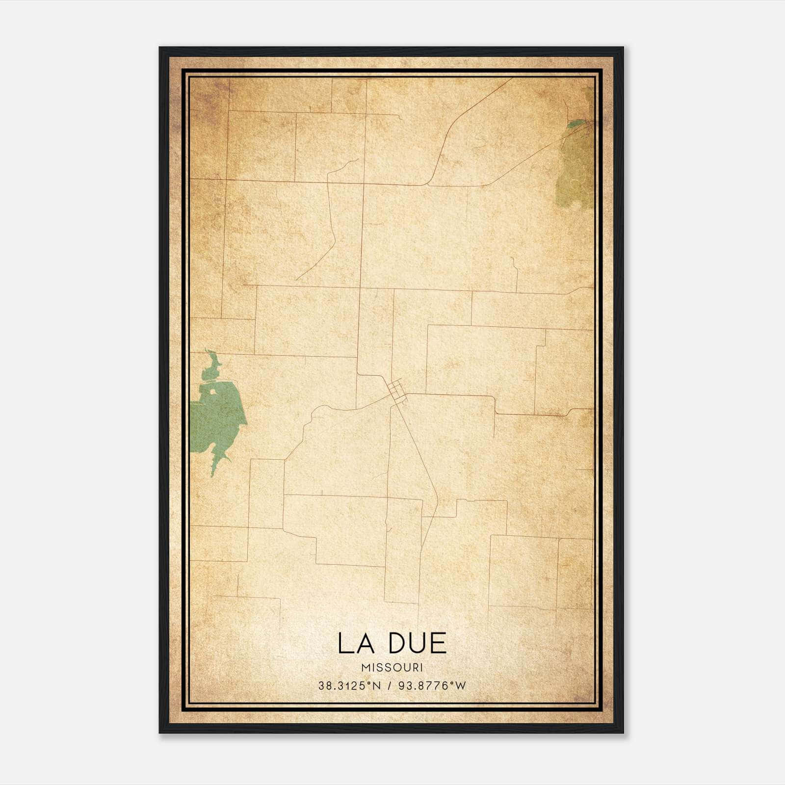 Vintage La Due Missouri Map Poster, La Due MO City Road Wall Art Print Vintage La Due Missouri Map Poster, La Due MO City Road Wall Art Print