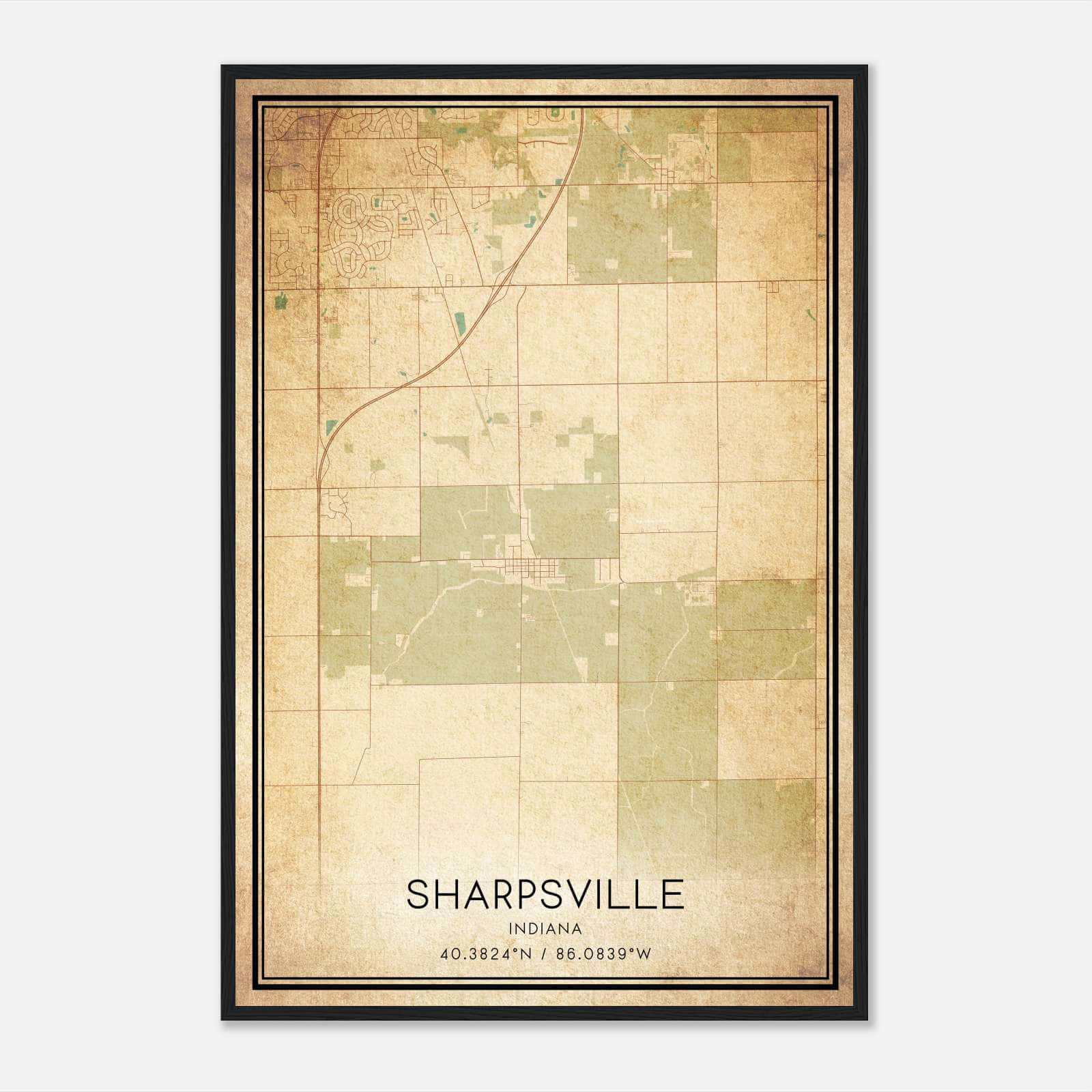 Vintage Sharpsville Indiana Map Poster, Sharpsville IN City Road Wall Art Print Vintage Sharpsville Indiana Map Poster, Sharpsville IN City Road Wall Art Print