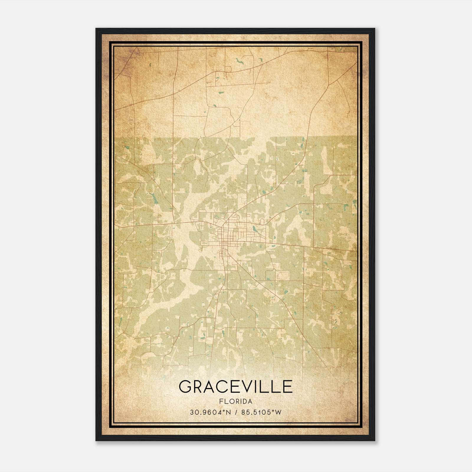 Vintage Graceville Florida Map Poster, Graceville FL City Road Wall Art Print Vintage Graceville Florida Map Poster, Graceville FL City Road Wall Art Print