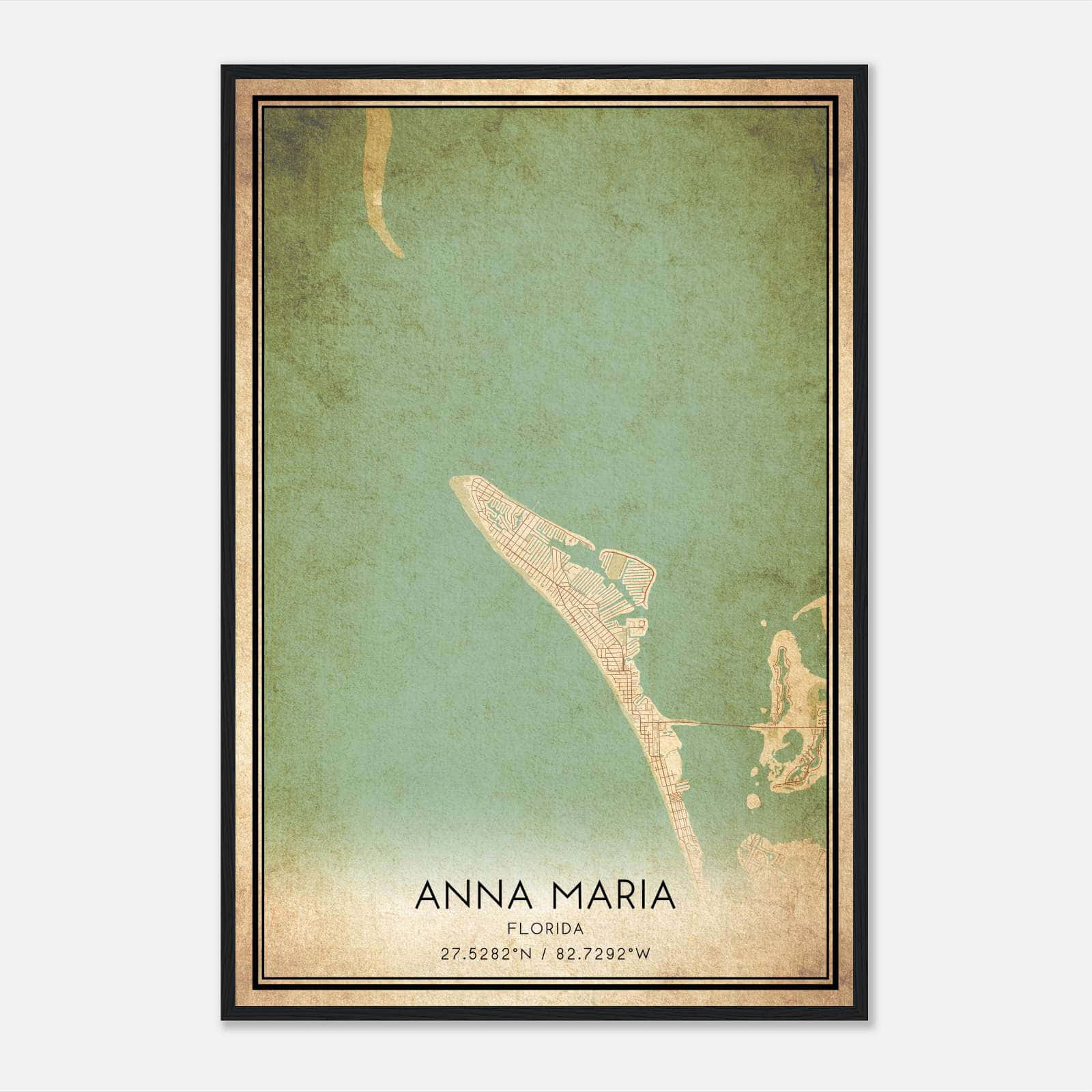 Vintage Anna Maria Florida Map Poster, Anna Maria FL City Road Wall Art Print Vintage Anna Maria Florida Map Poster, Anna Maria FL City Road Wall Art Print
