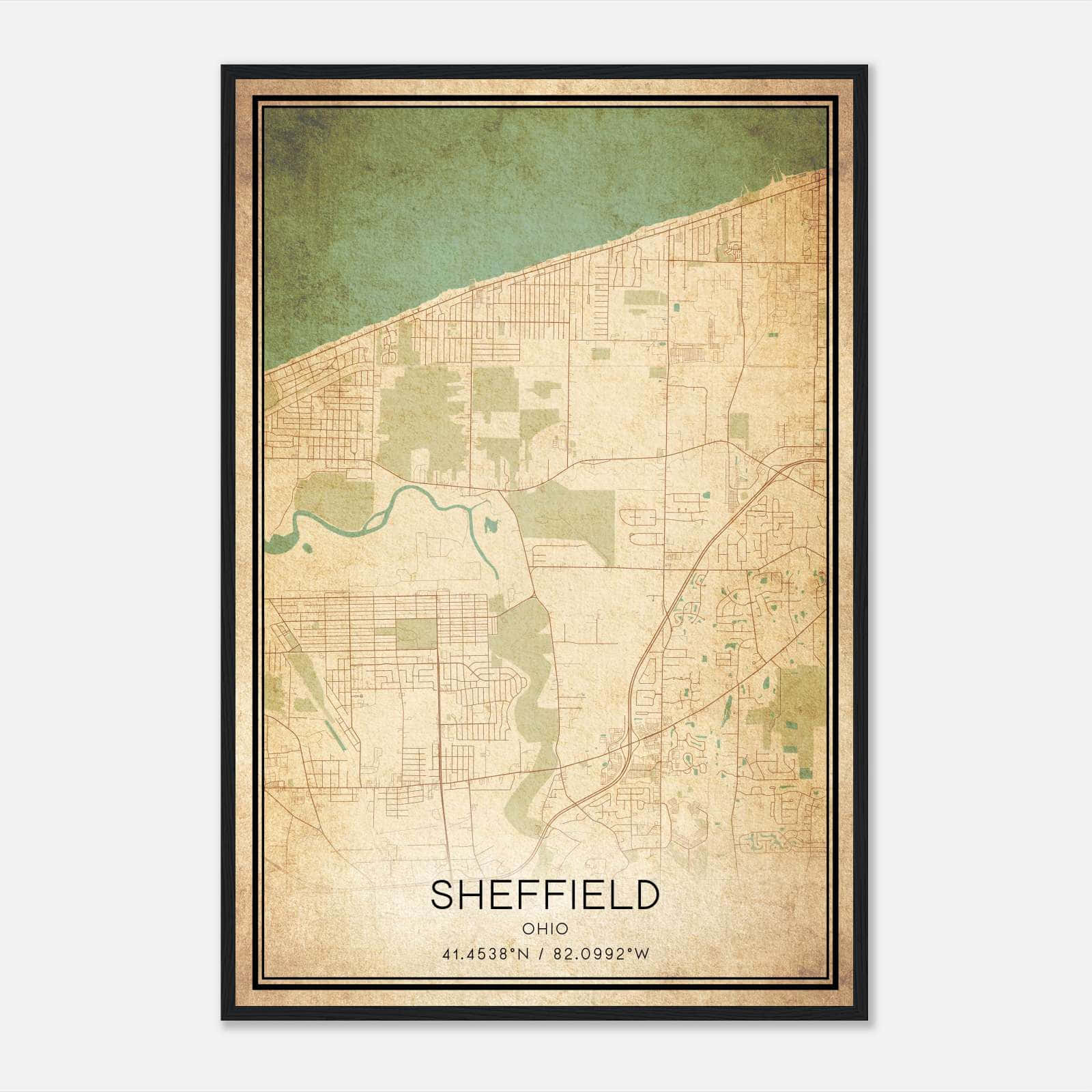 Vintage Sheffield Ohio Map Poster, Sheffield OH City Road Wall Art Print Vintage Sheffield Ohio Map Poster, Sheffield OH City Road Wall Art Print