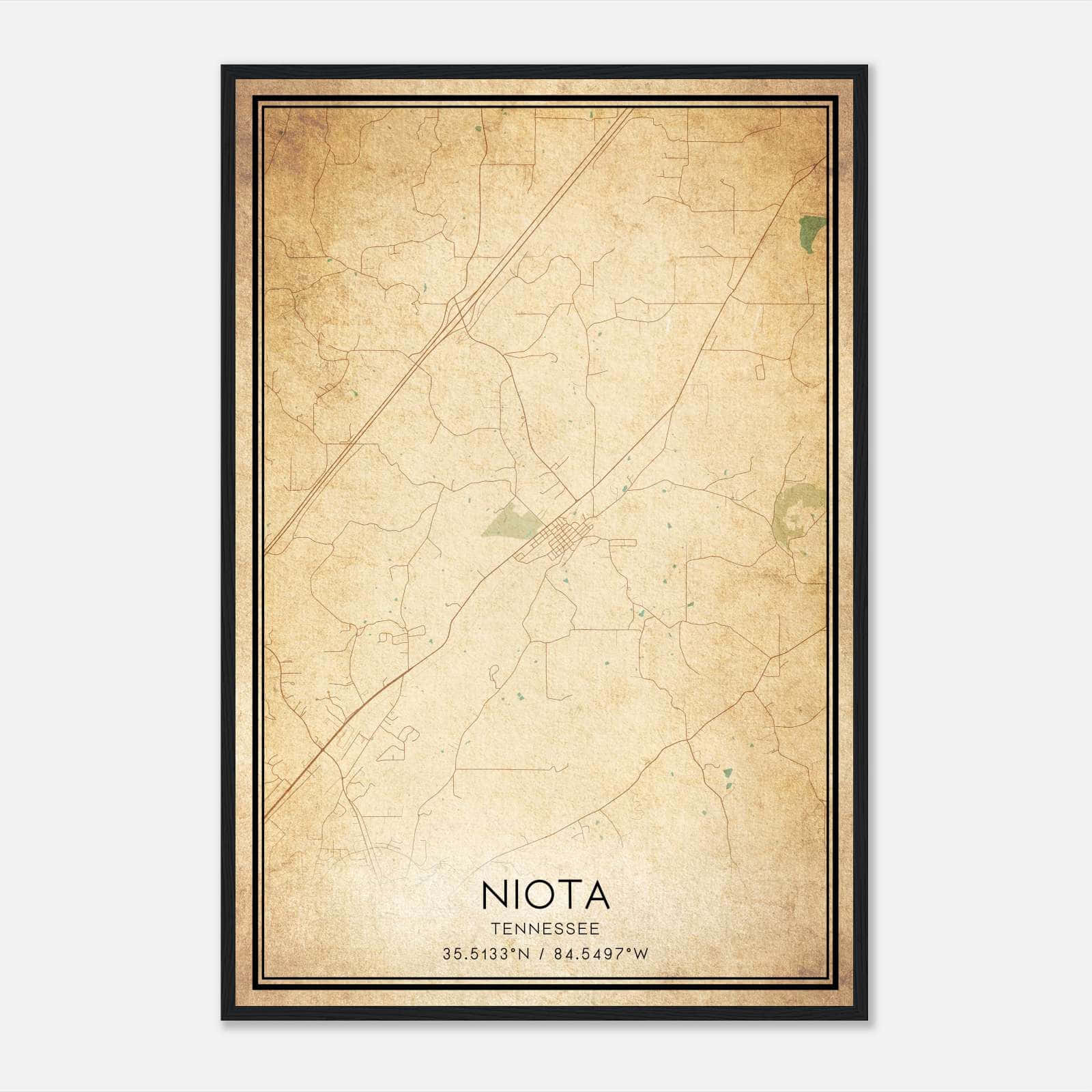 Vintage Niota Tennessee Map Poster, Niota TN City Road Wall Art Print Vintage Niota Tennessee Map Poster, Niota TN City Road Wall Art Print