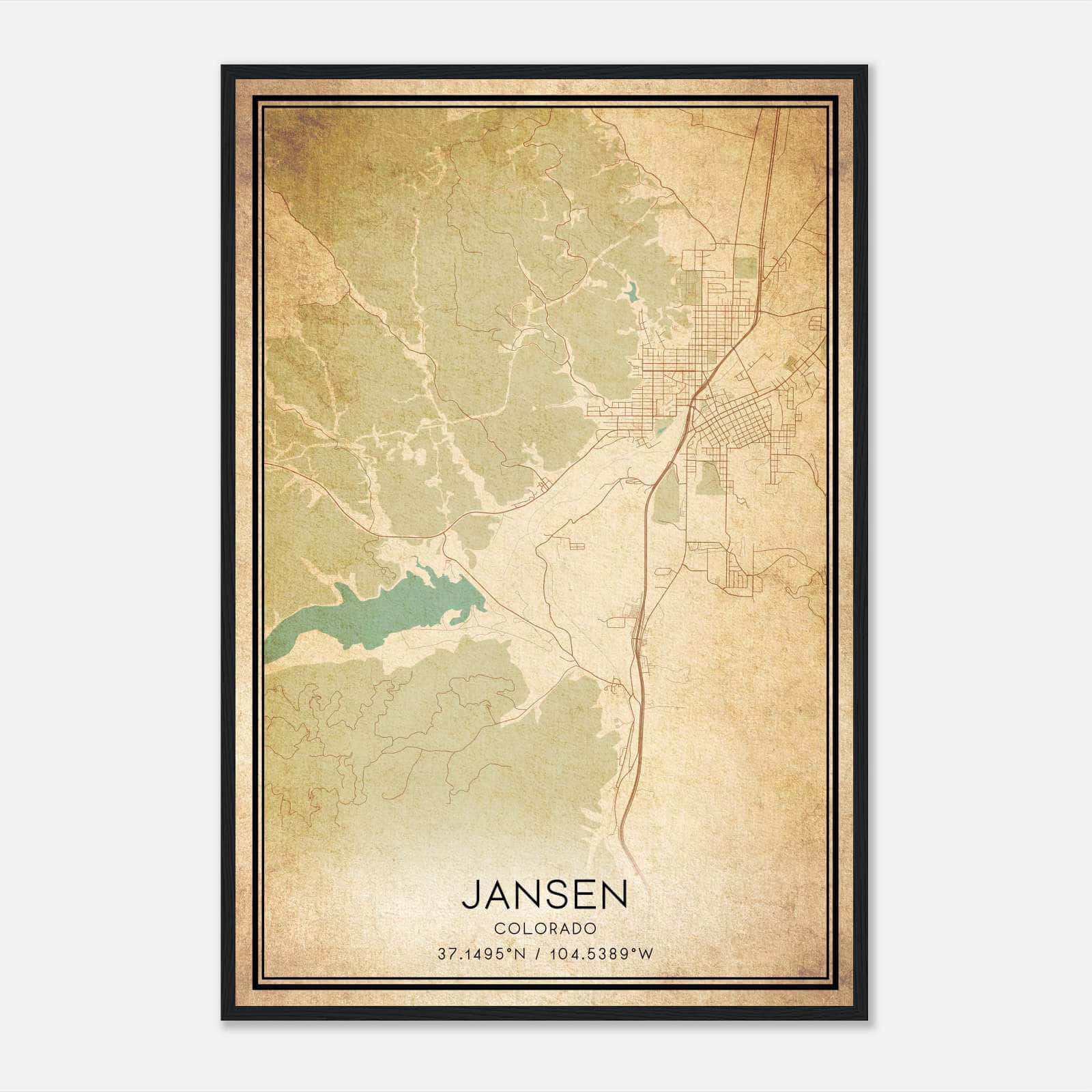 Vintage Jansen Colorado Map Poster, Jansen CO City Road Wall Art Print Vintage Jansen Colorado Map Poster, Jansen CO City Road Wall Art Print