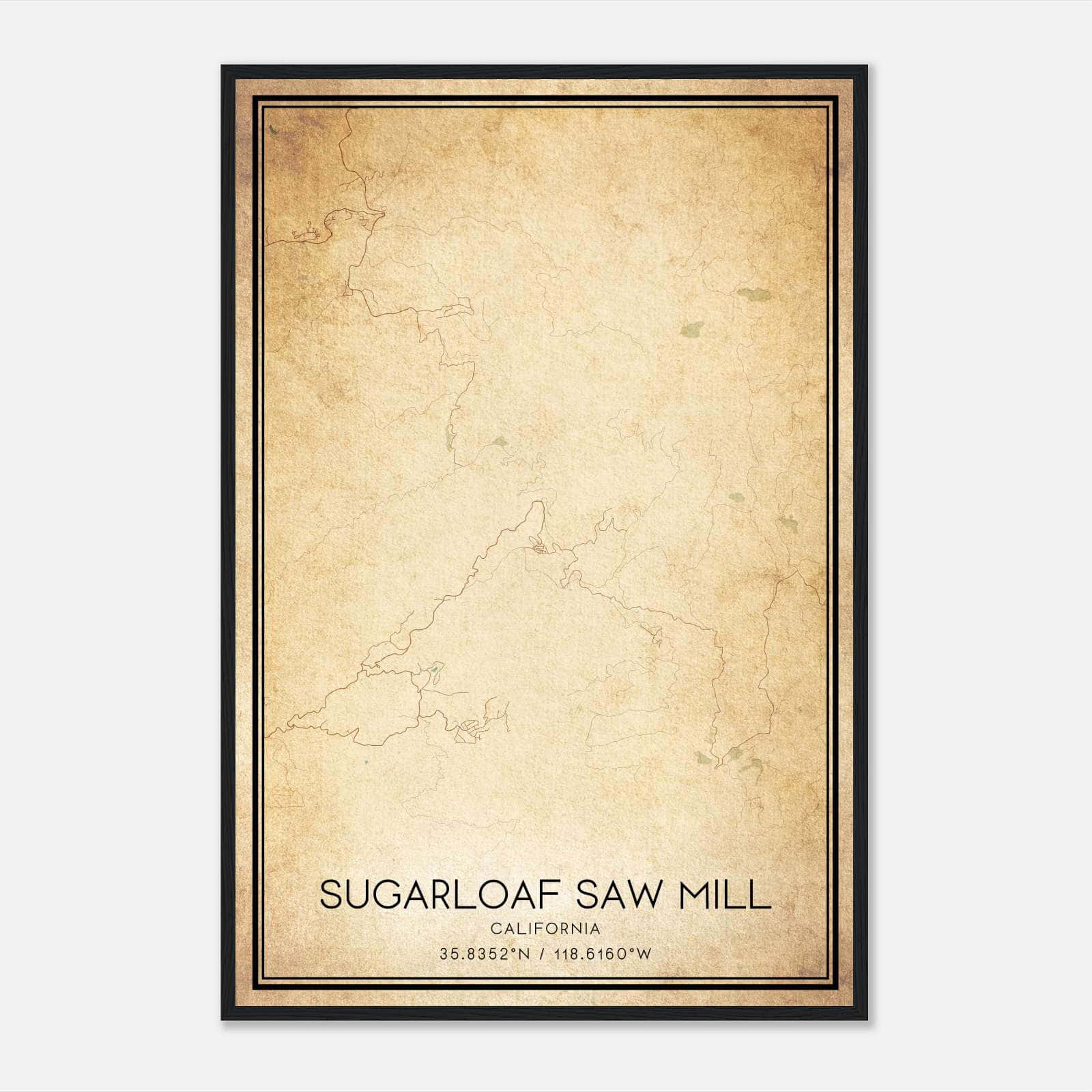 Vintage Sugarloaf Saw Mill California Map Poster, Sugarloaf Saw Mill CA City Road Wall Art Print Vintage Sugarloaf Saw Mill California Map Poster, Sugarloaf Saw Mill CA City Road Wall Art Print