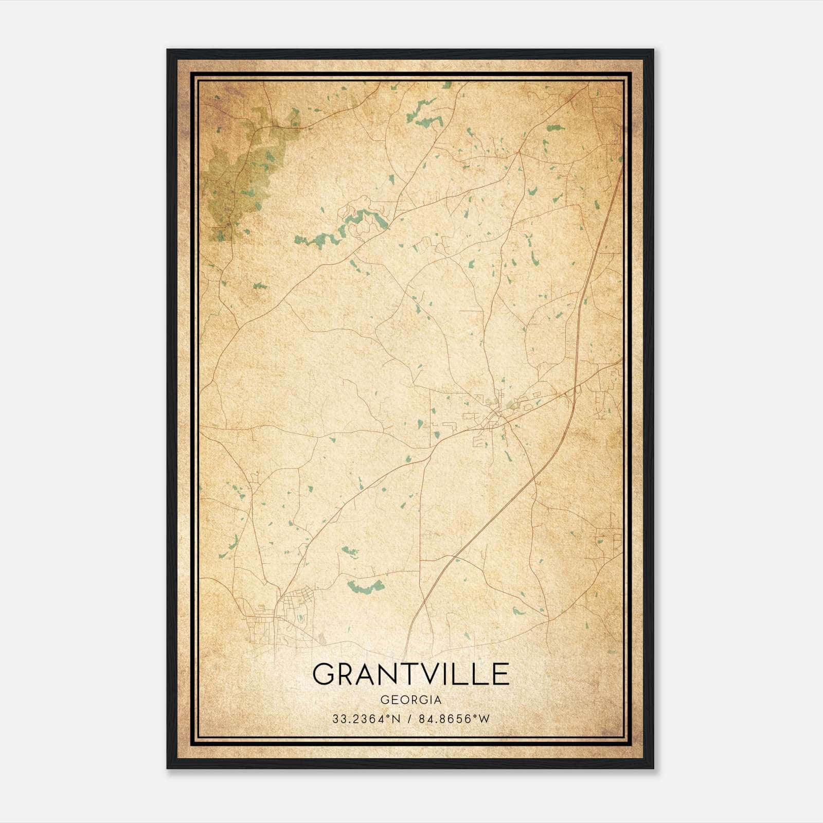 Vintage Grantville Georgia Map Poster, Grantville GA City Road Wall Art Print Vintage Grantville Georgia Map Poster, Grantville GA City Road Wall Art Print