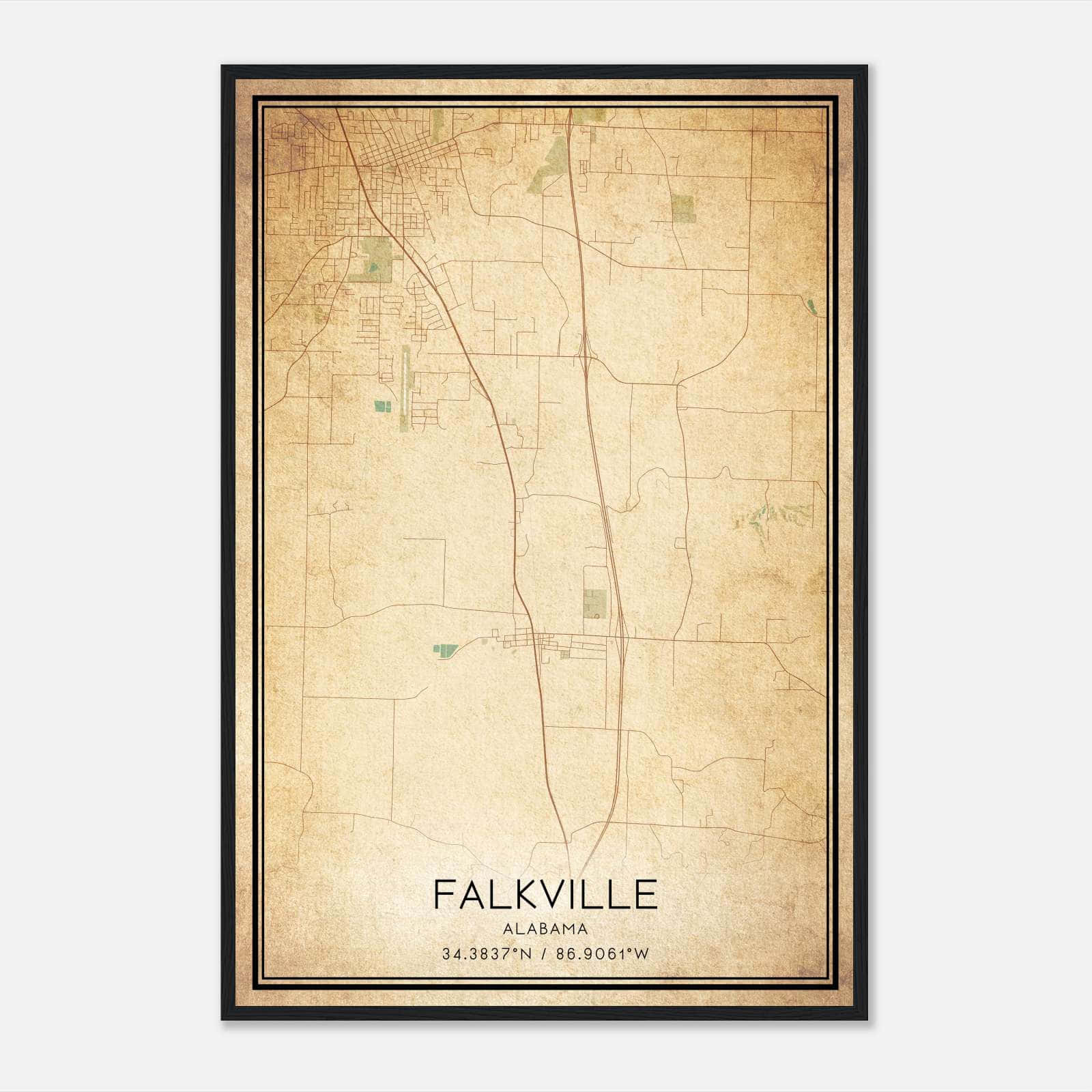 Vintage Falkville Alabama Map Poster, Falkville AL City Road Wall Art Print Vintage Falkville Alabama Map Poster, Falkville AL City Road Wall Art Print