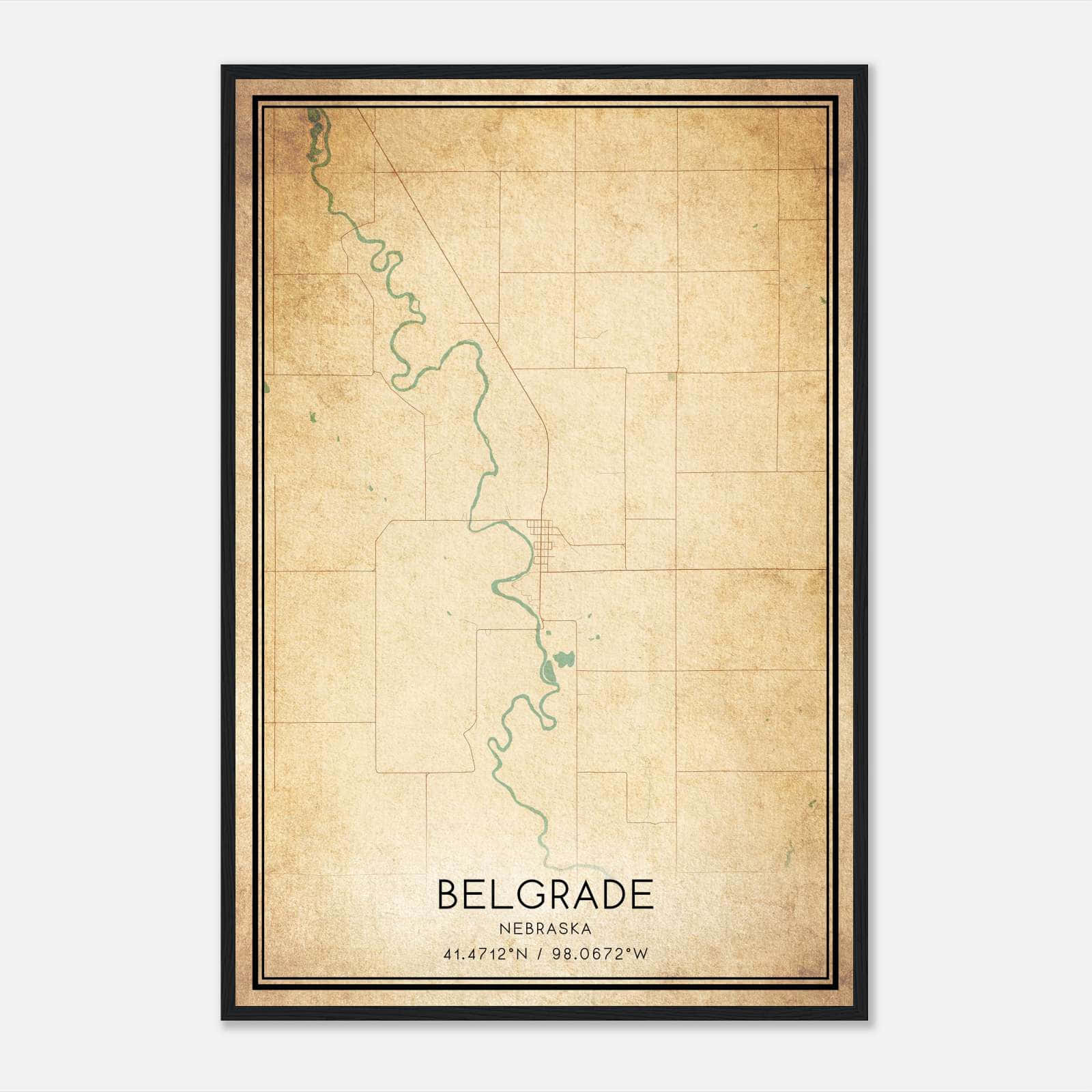 Vintage Belgrade Nebraska Map Poster, Belgrade NE City Road Wall Art Print Vintage Belgrade Nebraska Map Poster, Belgrade NE City Road Wall Art Print