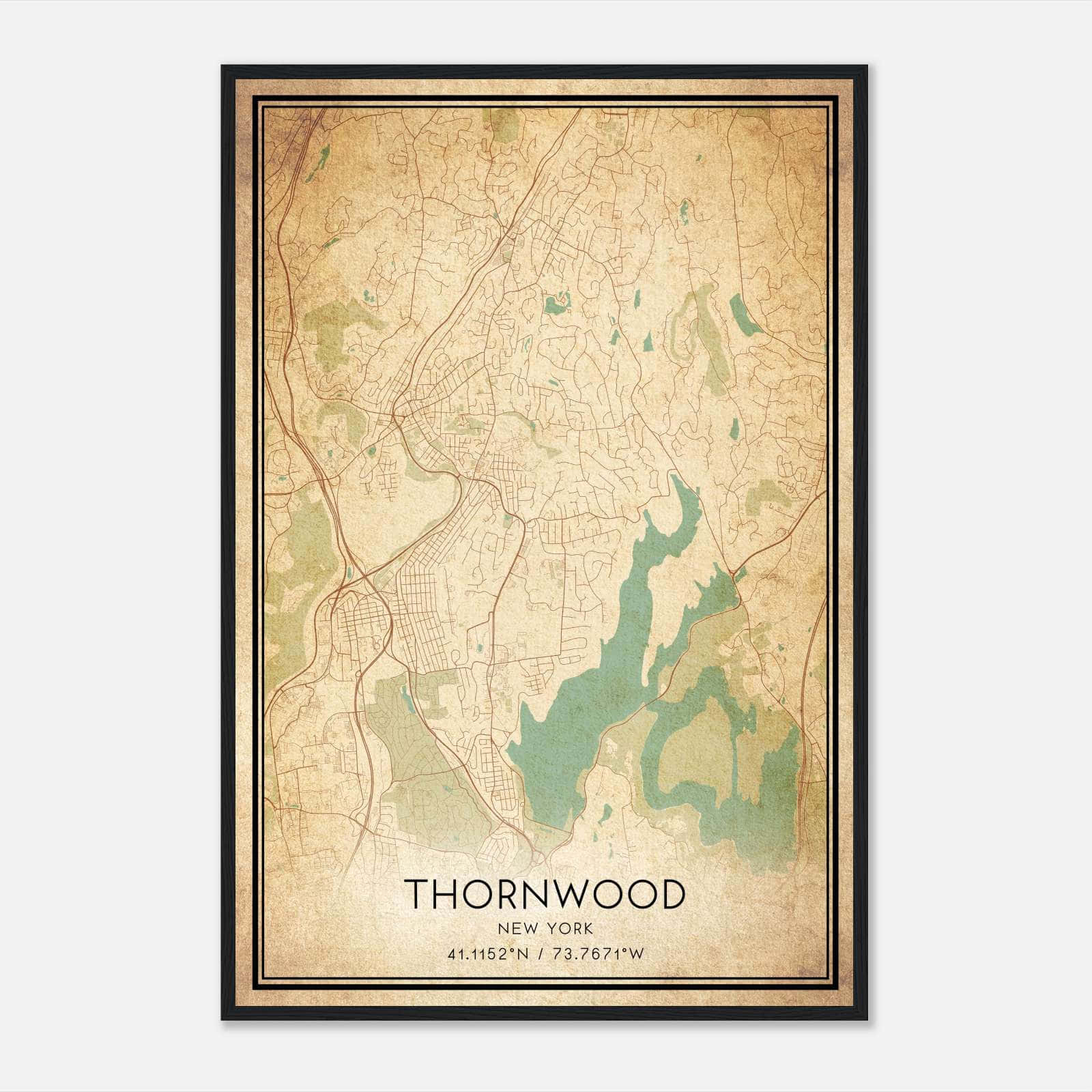 Vintage Thornwood New York Map Poster, Thornwood NY City Road Wall Art Print Vintage Thornwood New York Map Poster, Thornwood NY City Road Wall Art Print