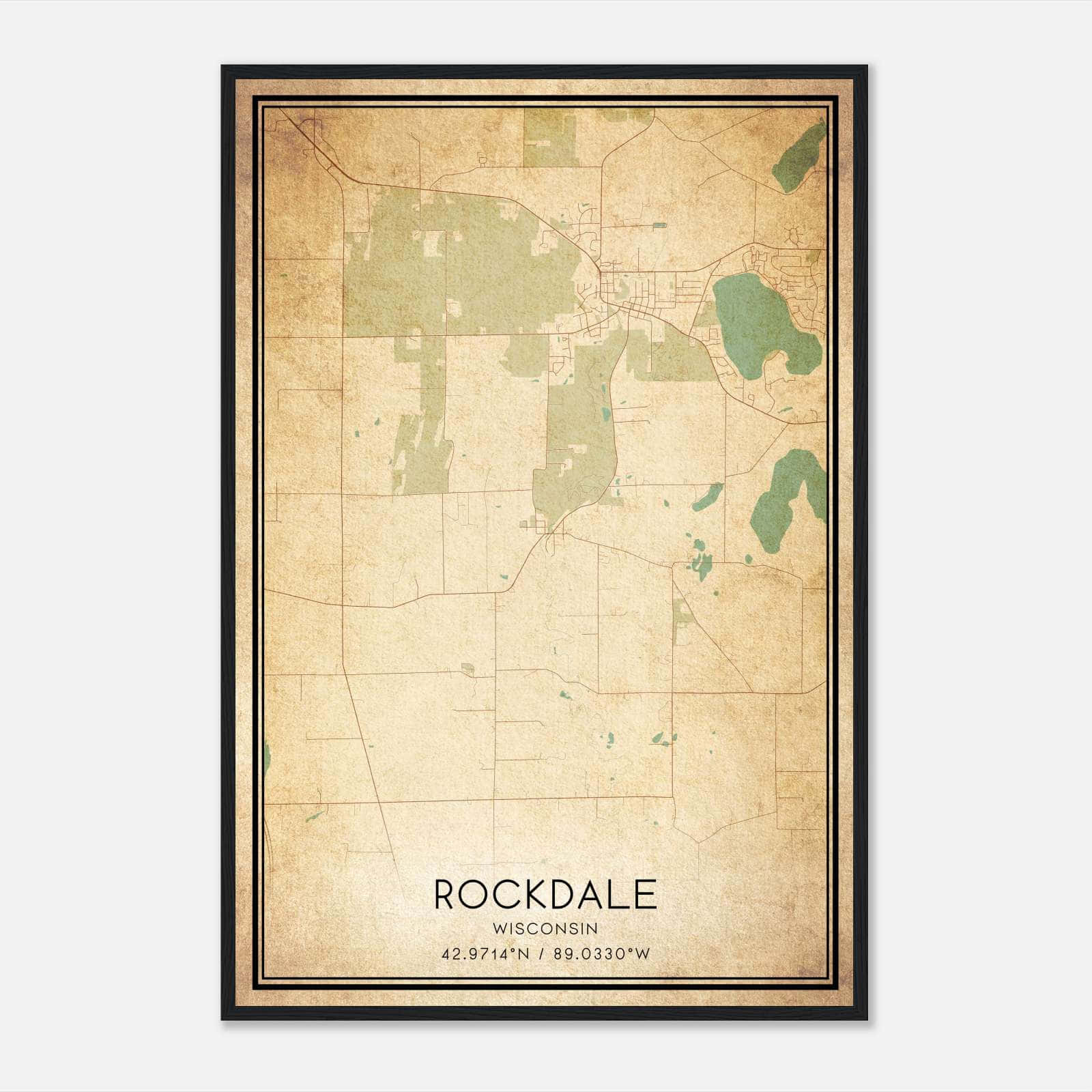 Vintage Rockdale Wisconsin Map Poster, Rockdale WI City Road Wall Art Print Vintage Rockdale Wisconsin Map Poster, Rockdale WI City Road Wall Art Print
