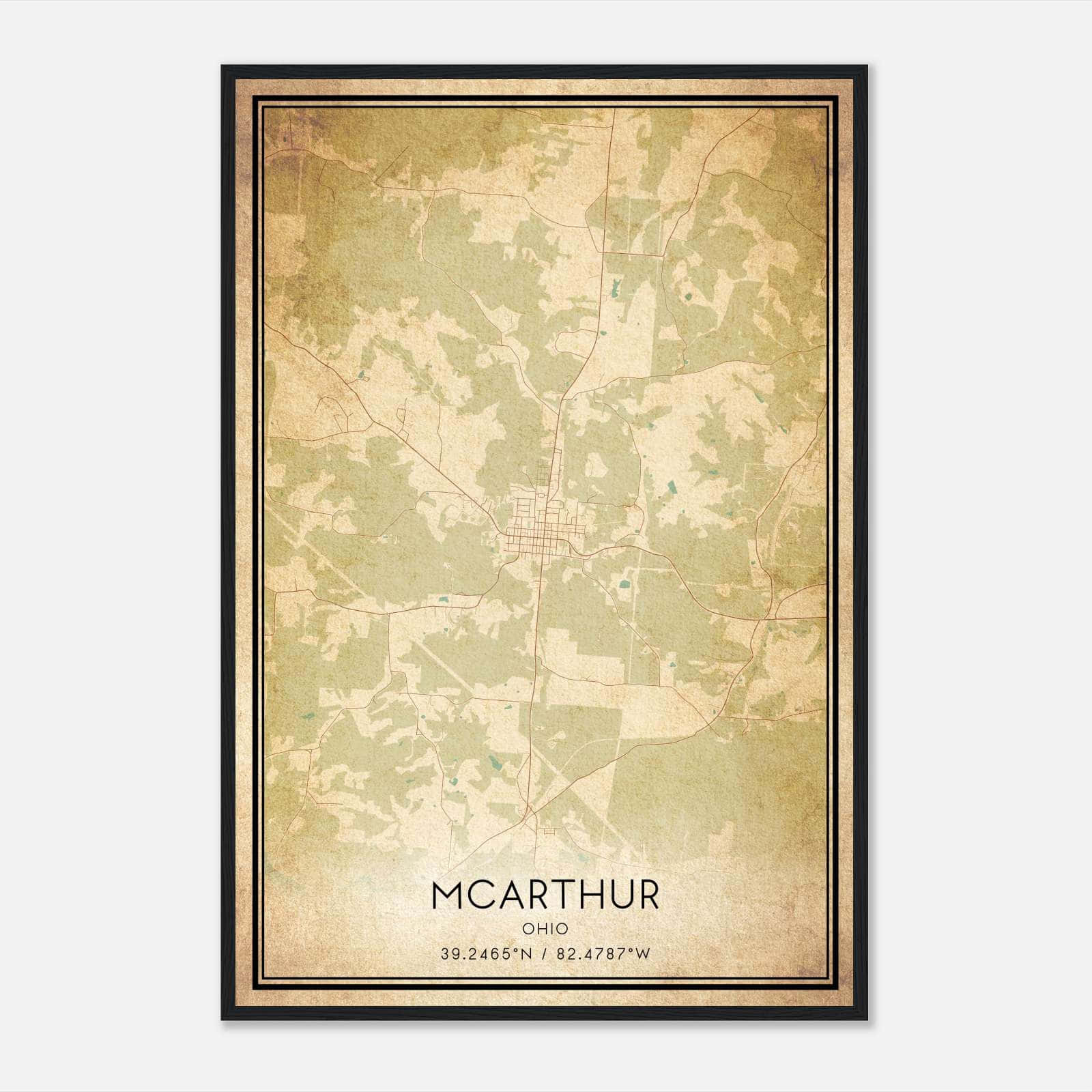 Vintage Mcarthur Ohio Map Poster, Mcarthur OH City Road Wall Art Print Vintage Mcarthur Ohio Map Poster, Mcarthur OH City Road Wall Art Print