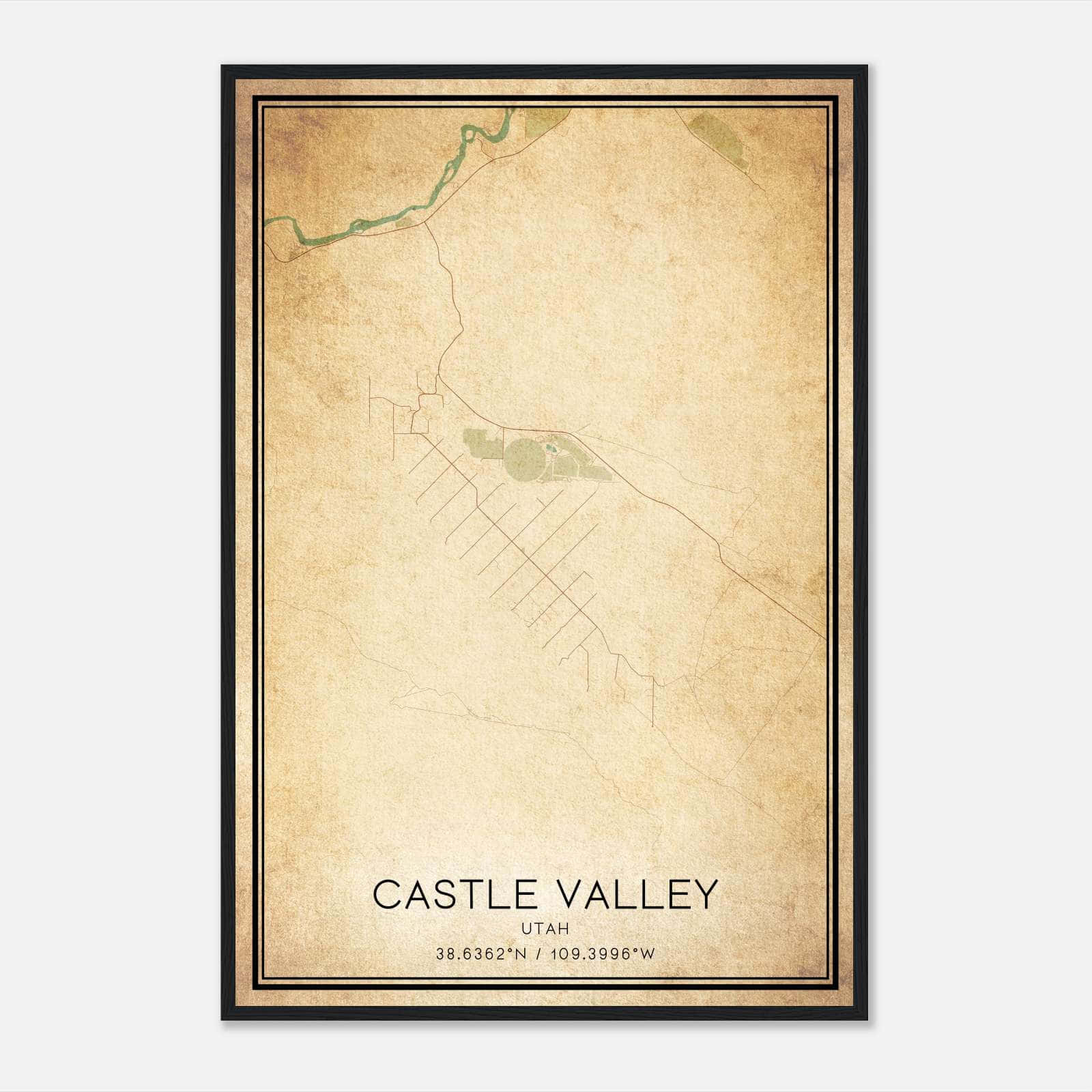 Vintage Castle Valley Utah Map Poster, Castle Valley UT City Road Wall Art Print Vintage Castle Valley Utah Map Poster, Castle Valley UT City Road Wall Art Print