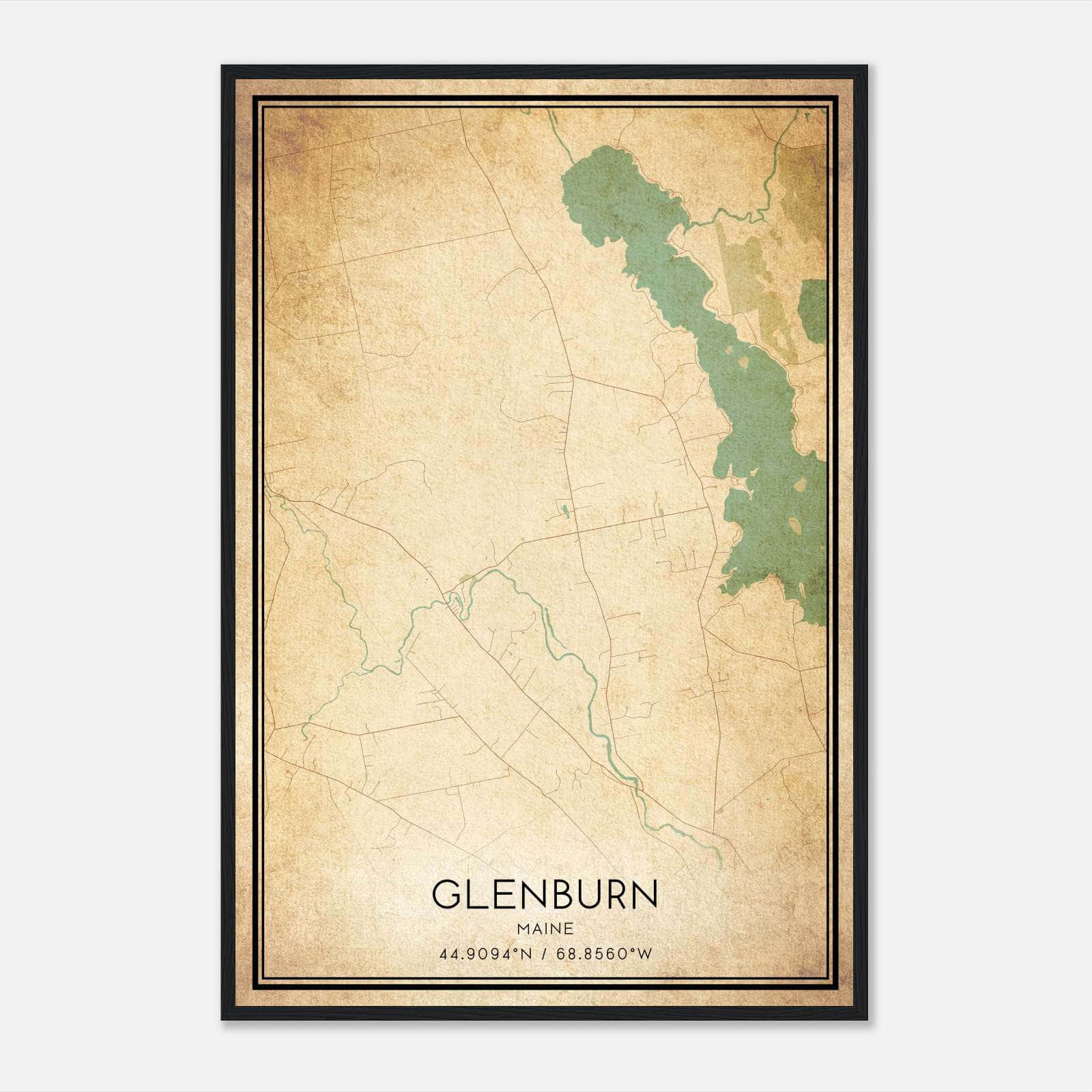 Vintage Glenburn Maine Map Poster, Glenburn ME City Road Wall Art Print Vintage Glenburn Maine Map Poster, Glenburn ME City Road Wall Art Print