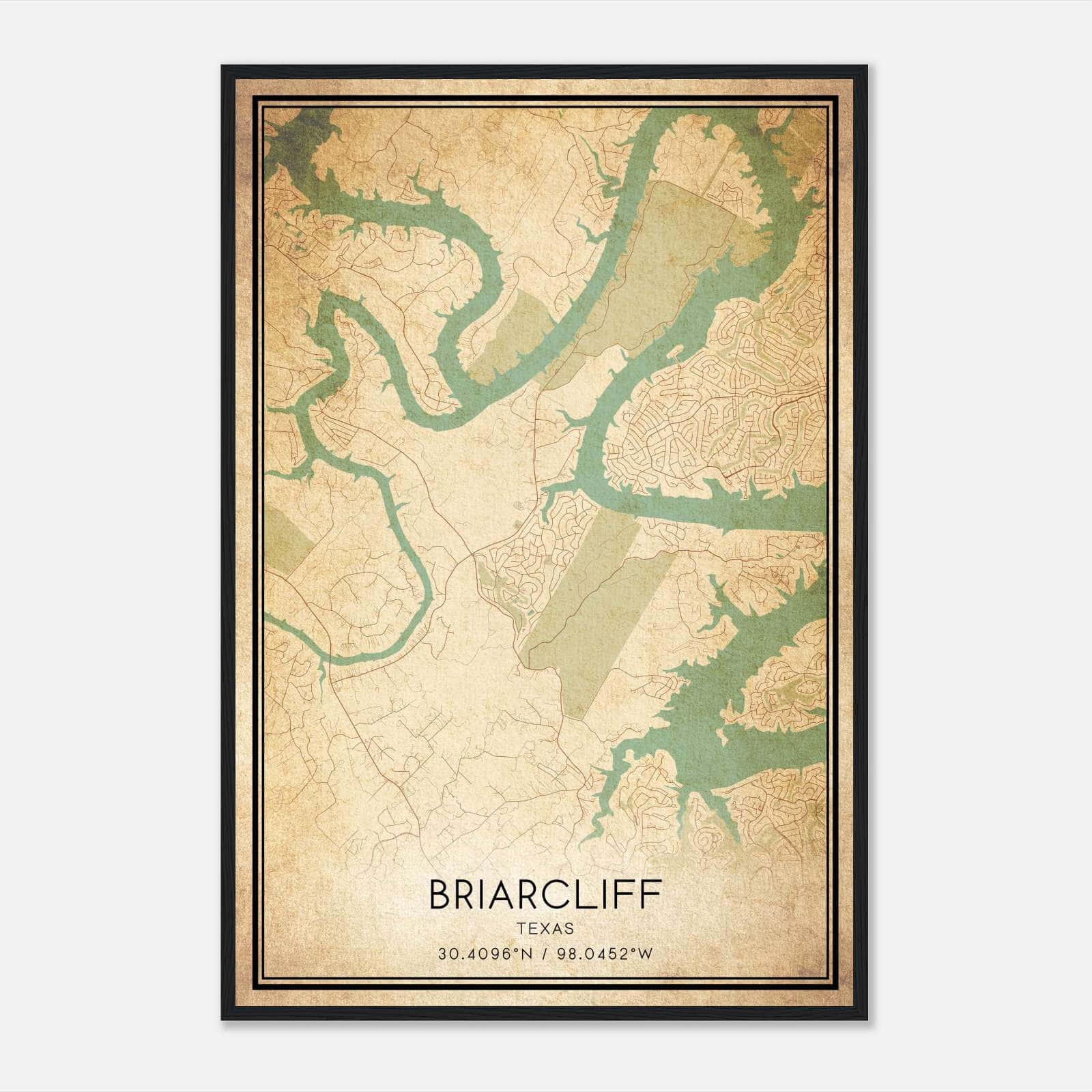 Vintage Briarcliff Texas Map Poster, Briarcliff TX City Road Wall Art Print Vintage Briarcliff Texas Map Poster, Briarcliff TX City Road Wall Art Print